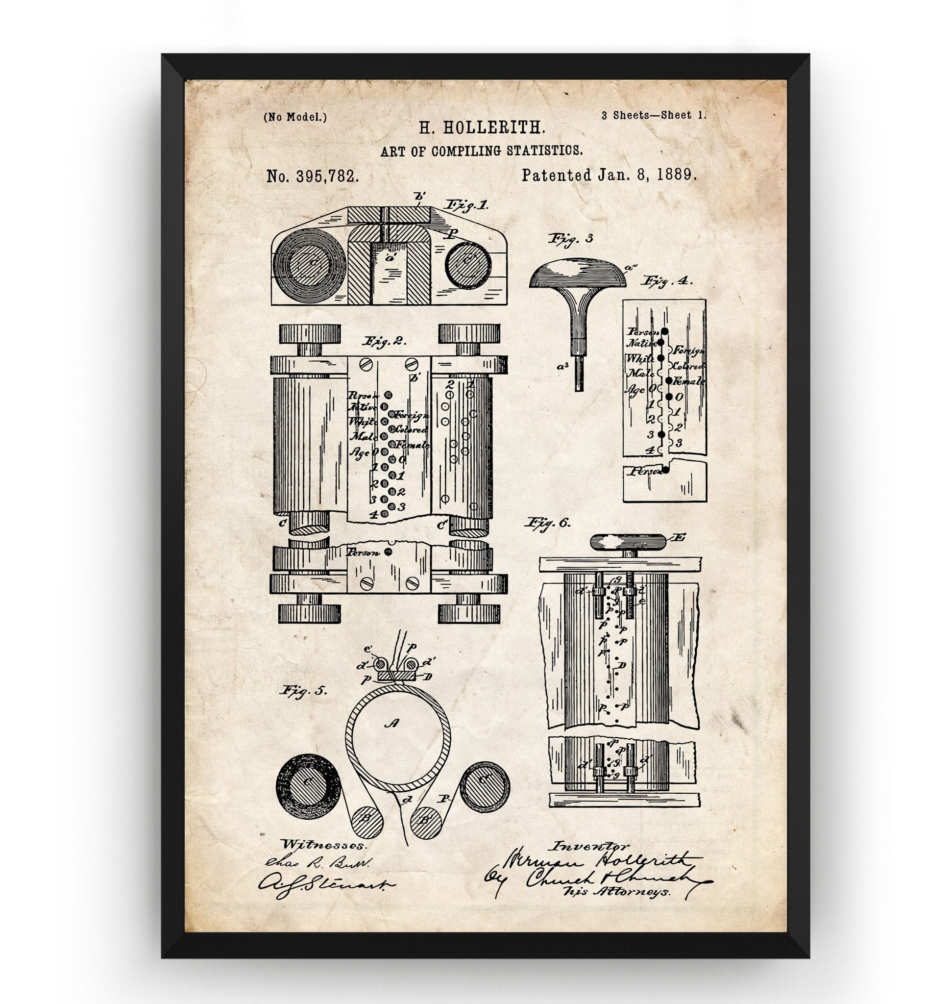 Hollerith Machine Patent Print - Magic Posters