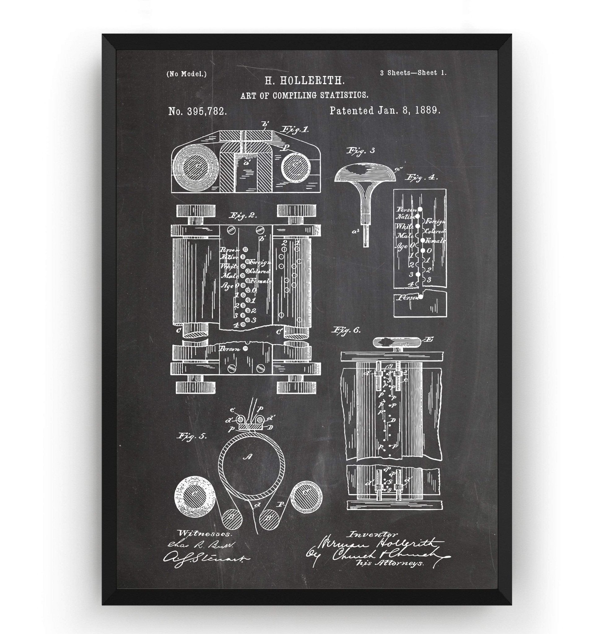 Hollerith Machine Patent Print - Magic Posters