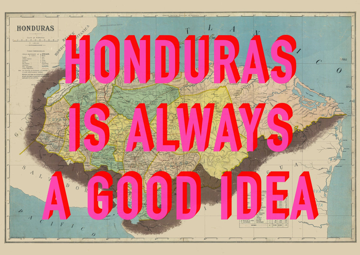 Honduras Retro Pop Art Map Print (landscape)