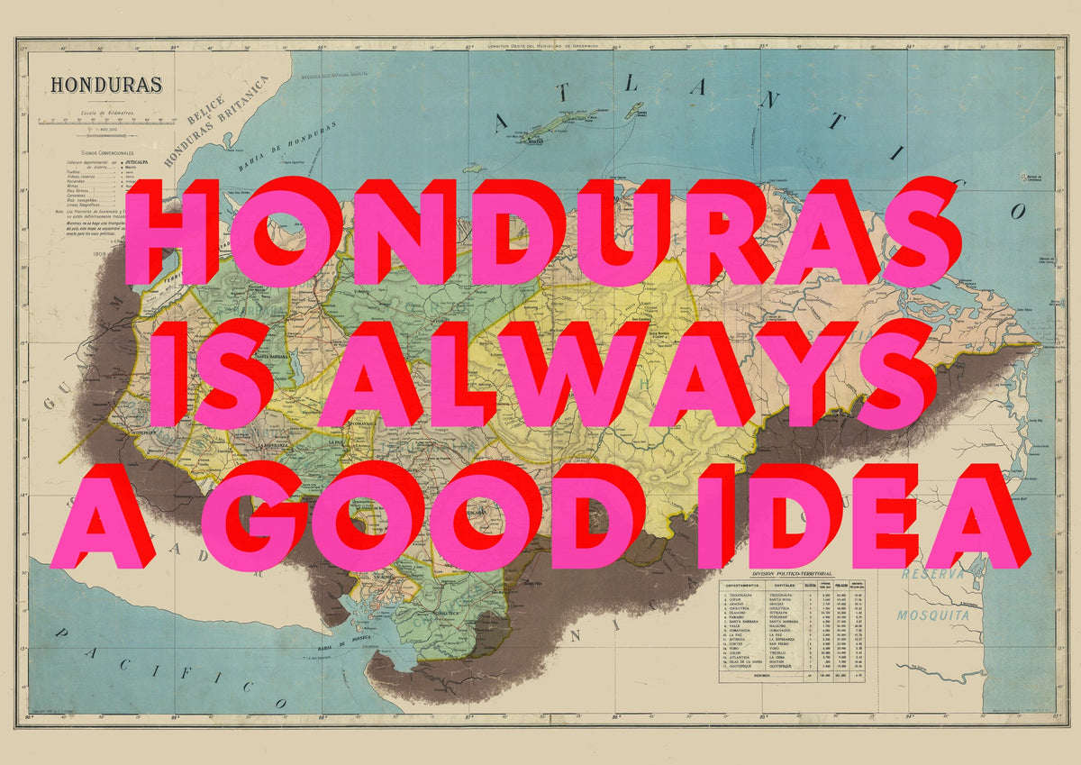 Honduras Retro Pop Art Map Print (landscape)