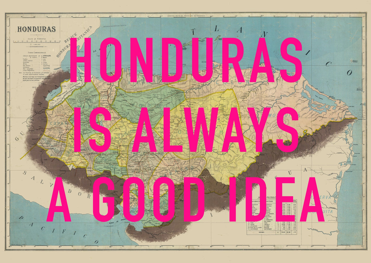 Honduras Retro Pop Art Map Print (landscape)
