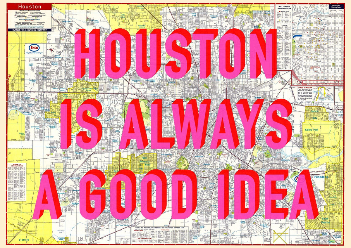 Houston Retro Pop Art Map Print (landscape)