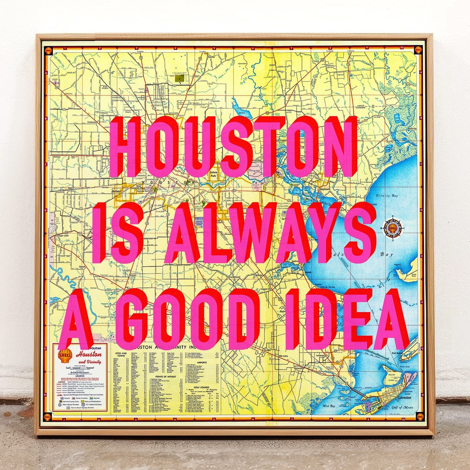 Houston Retro Pop Art Map Print - Magic Posters