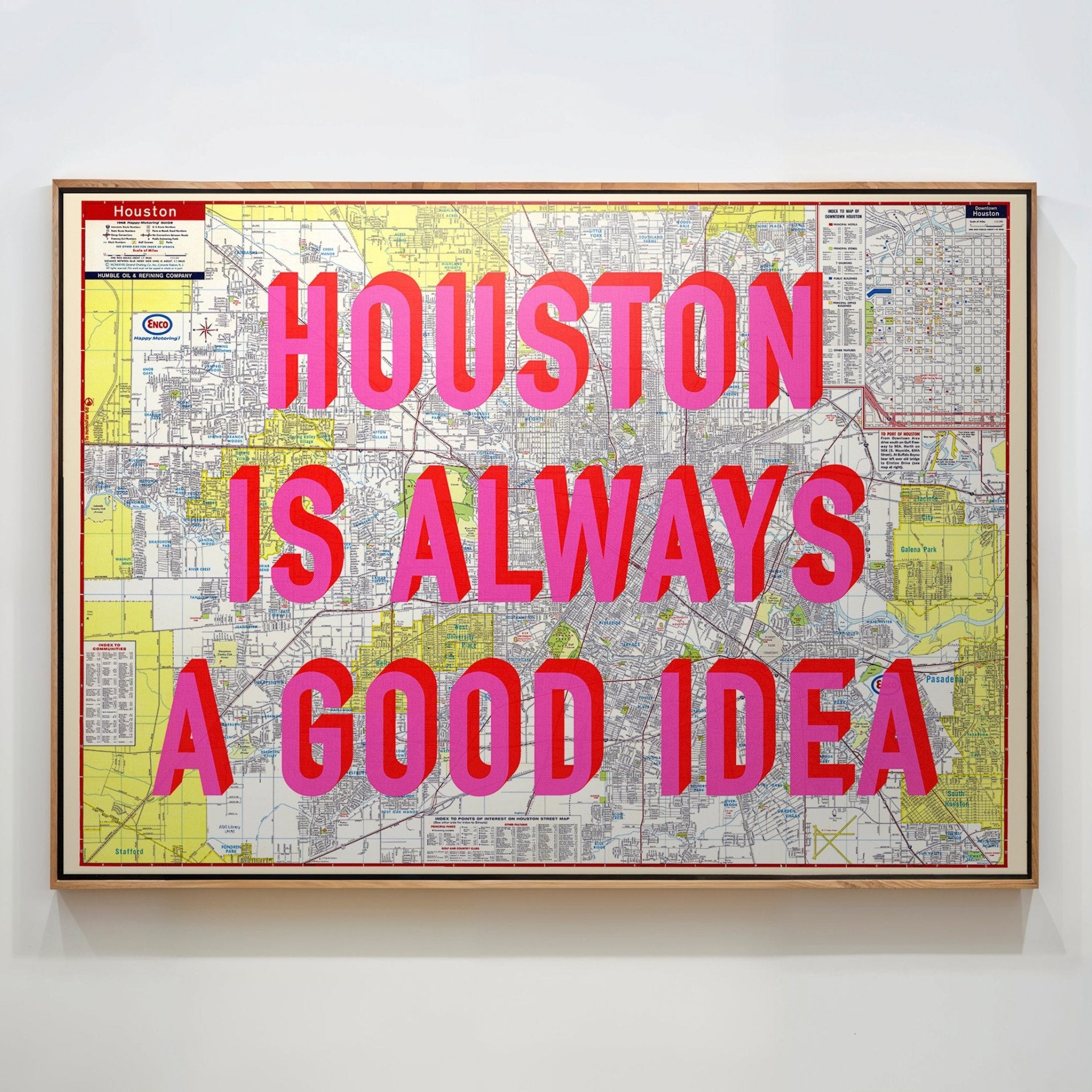 Houston Retro Pop Art Map Print (landscape) - Magic Posters