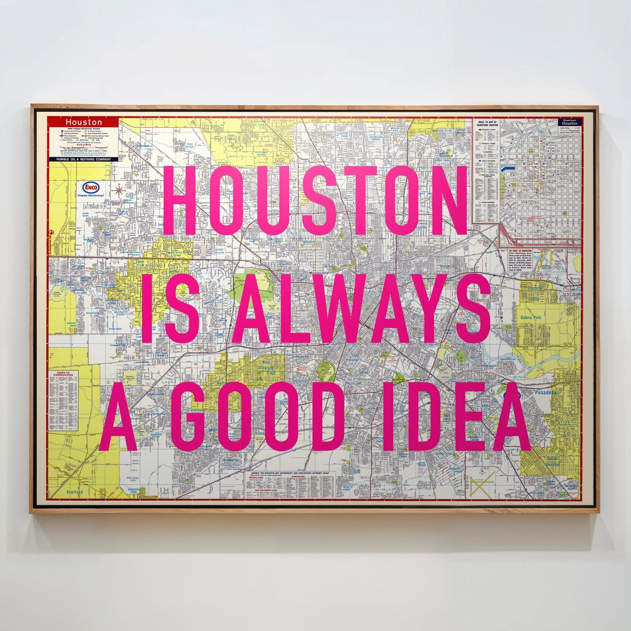 Houston Retro Pop Art Map Print (landscape) - Magic Posters