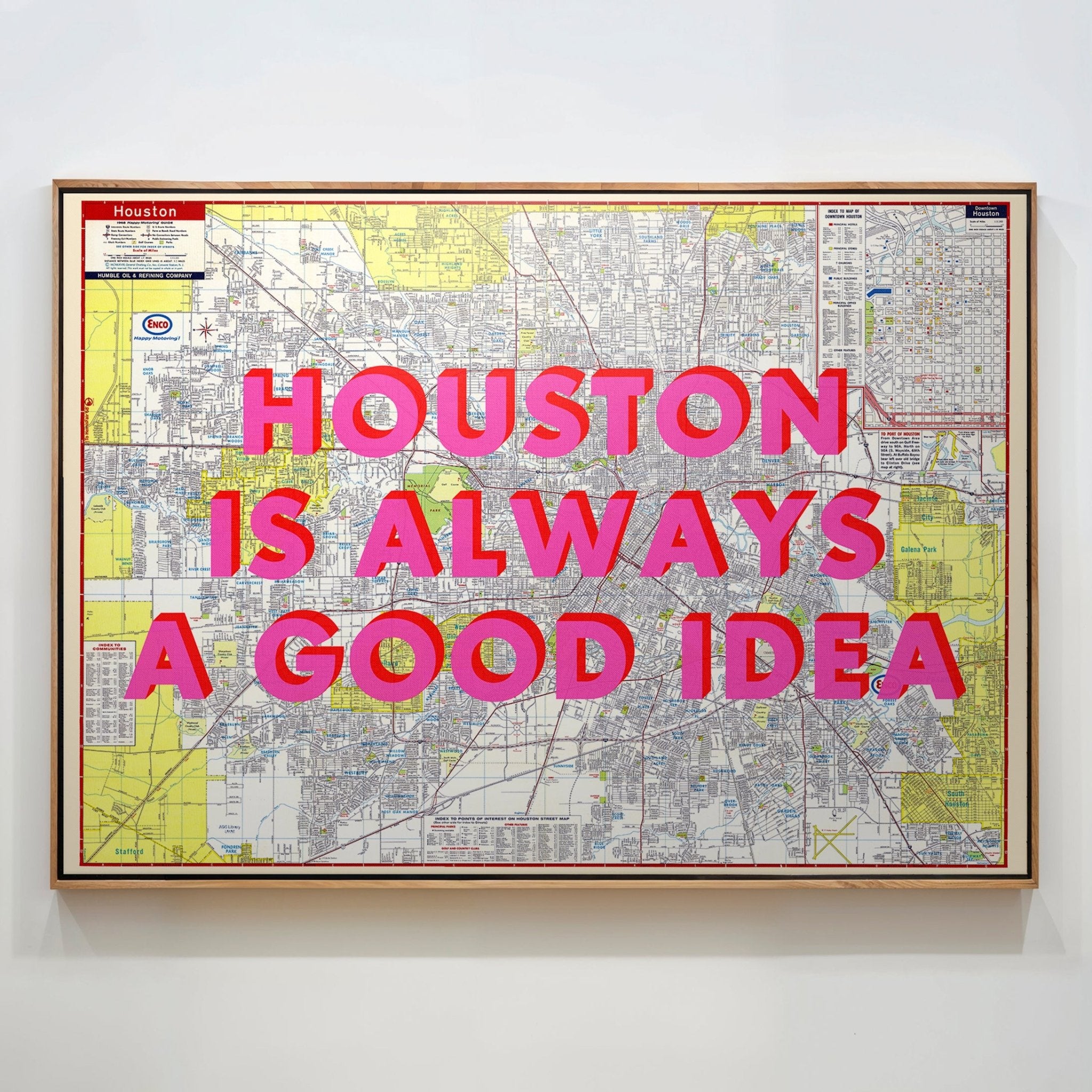 Houston Retro Pop Art Map Print (landscape) - Magic Posters