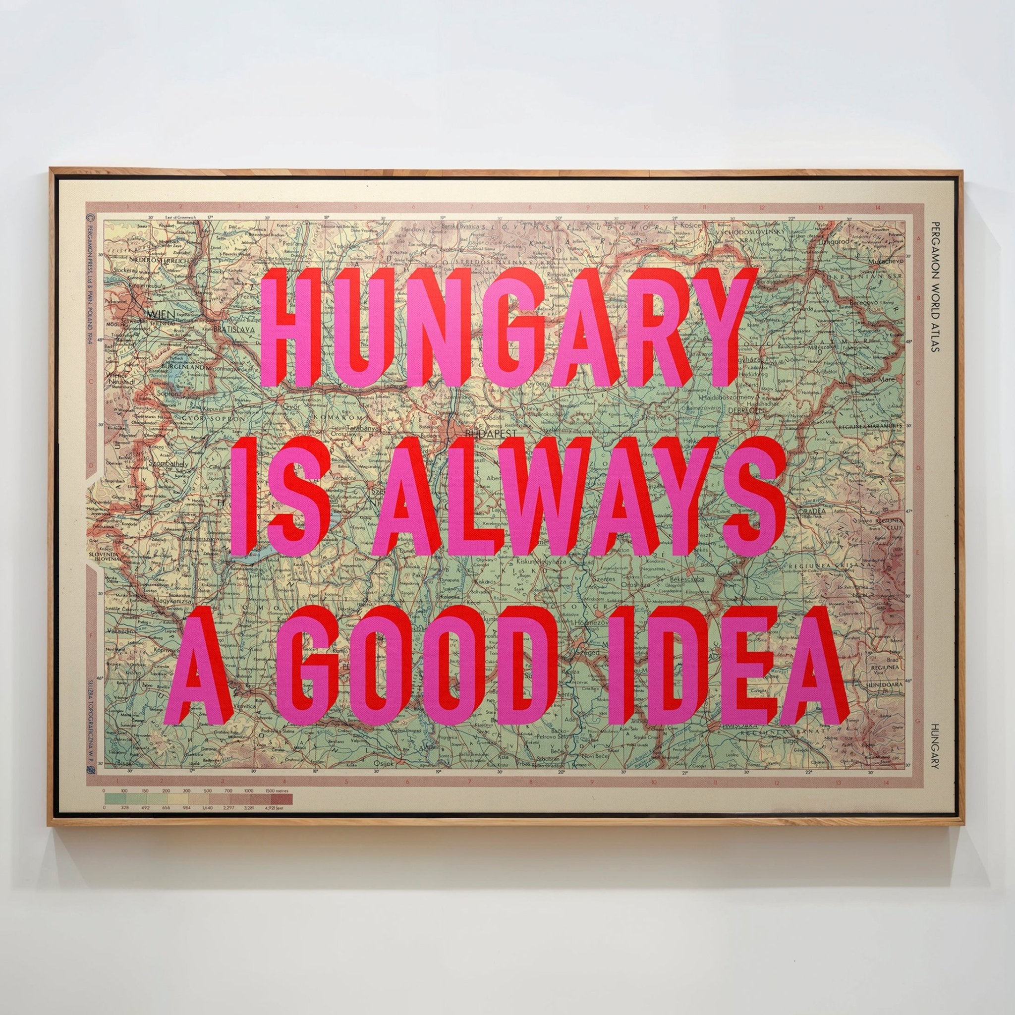 Hungary Retro Pop Art Map Print (landscape) - Magic Posters