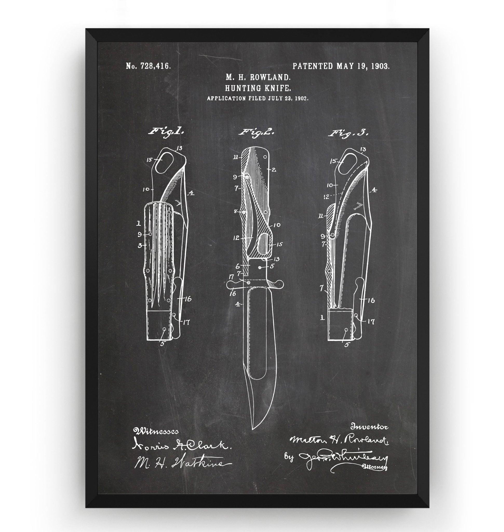 Hunting Knife 1903 Patent Print - Magic Posters