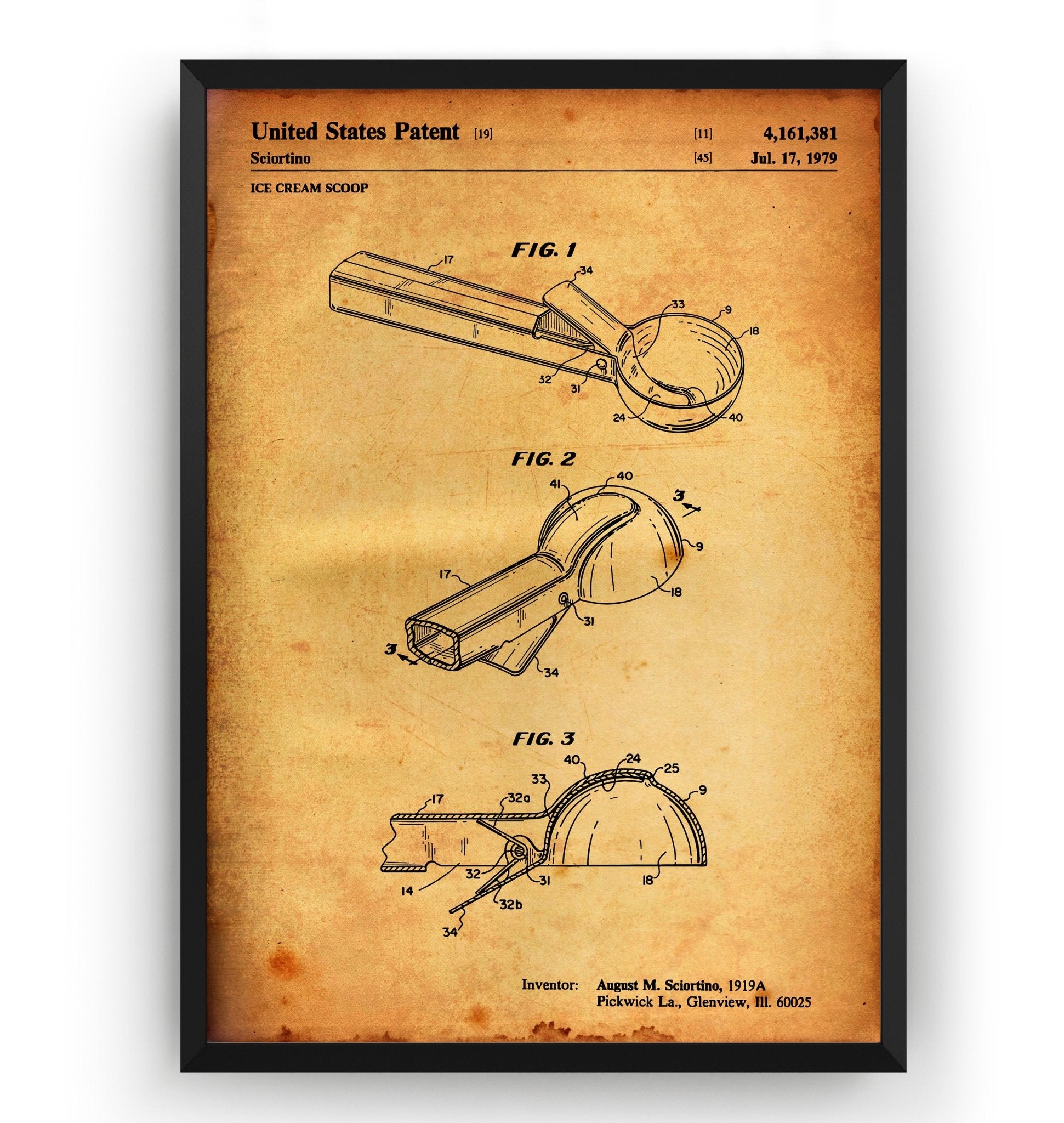 Ice Cream Scoop 1979 Patent Print - Magic Posters