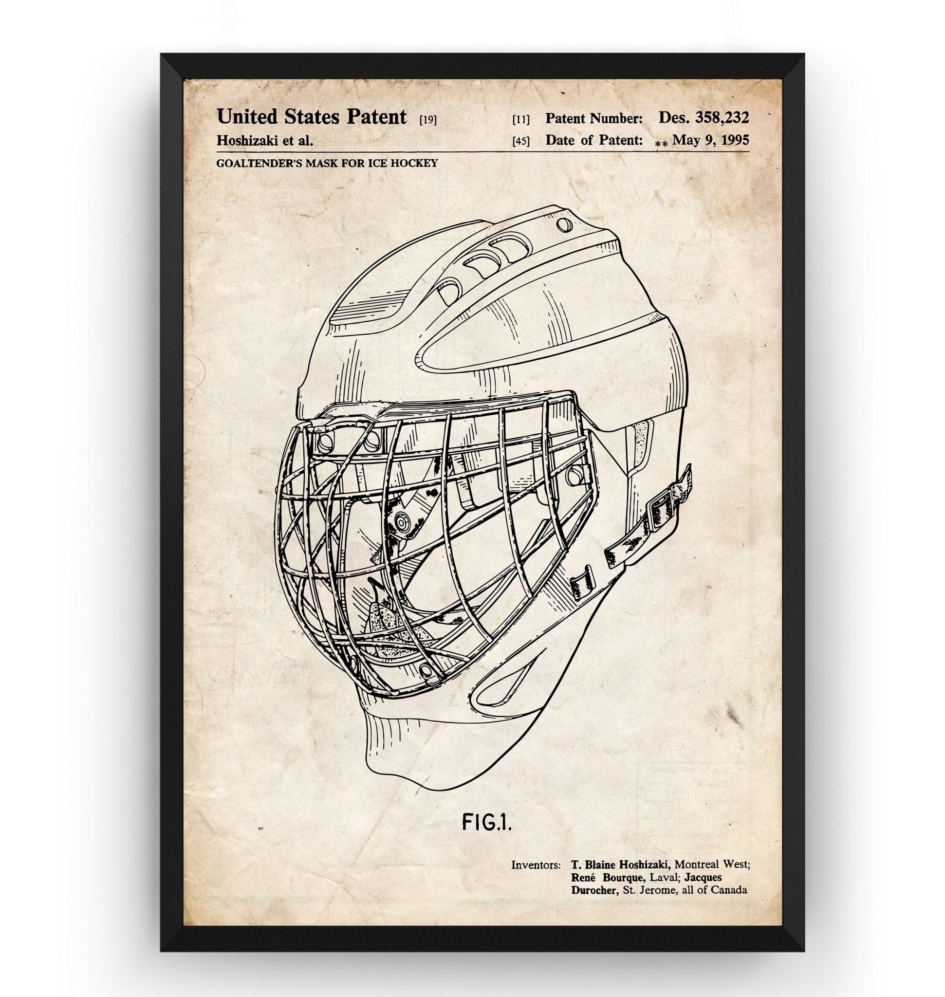 Ice Hockey Goalie Helmet 1995 Patent Print - Magic Posters