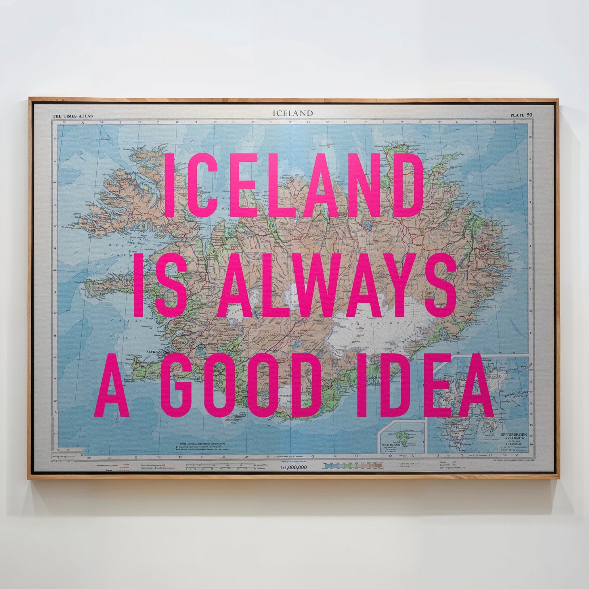 Iceland Retro Pop Art Map Print (landscape) - Magic Posters