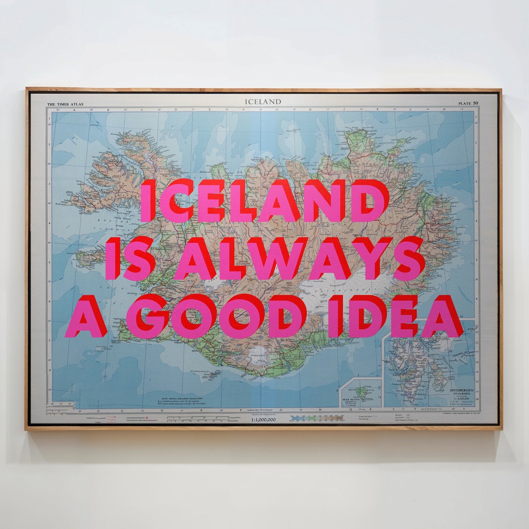 Iceland Retro Pop Art Map Print (landscape) - Magic Posters