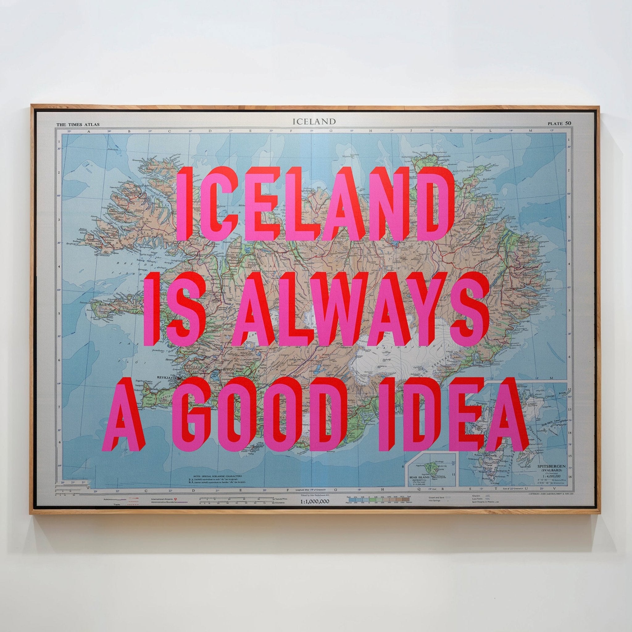 Iceland Retro Pop Art Map Print (landscape) - Magic Posters