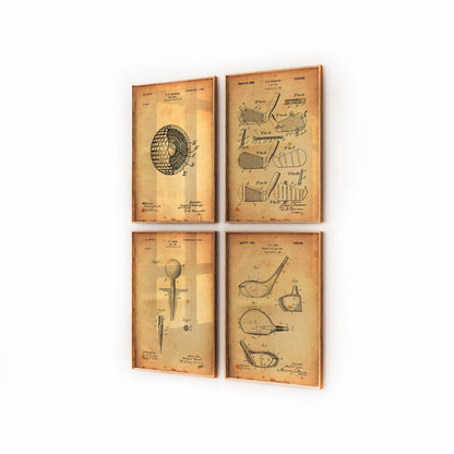 Golf Set Of 4 Patent Prints - Magic Posters