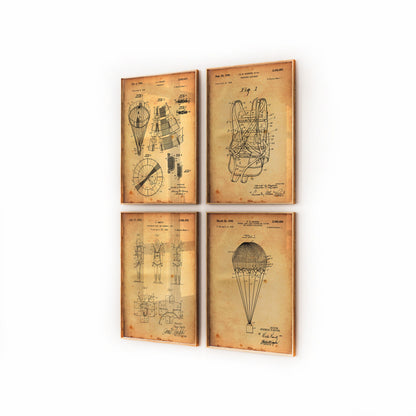 Skydiving Parachute Set Of 4 Patent Prints - Magic Posters