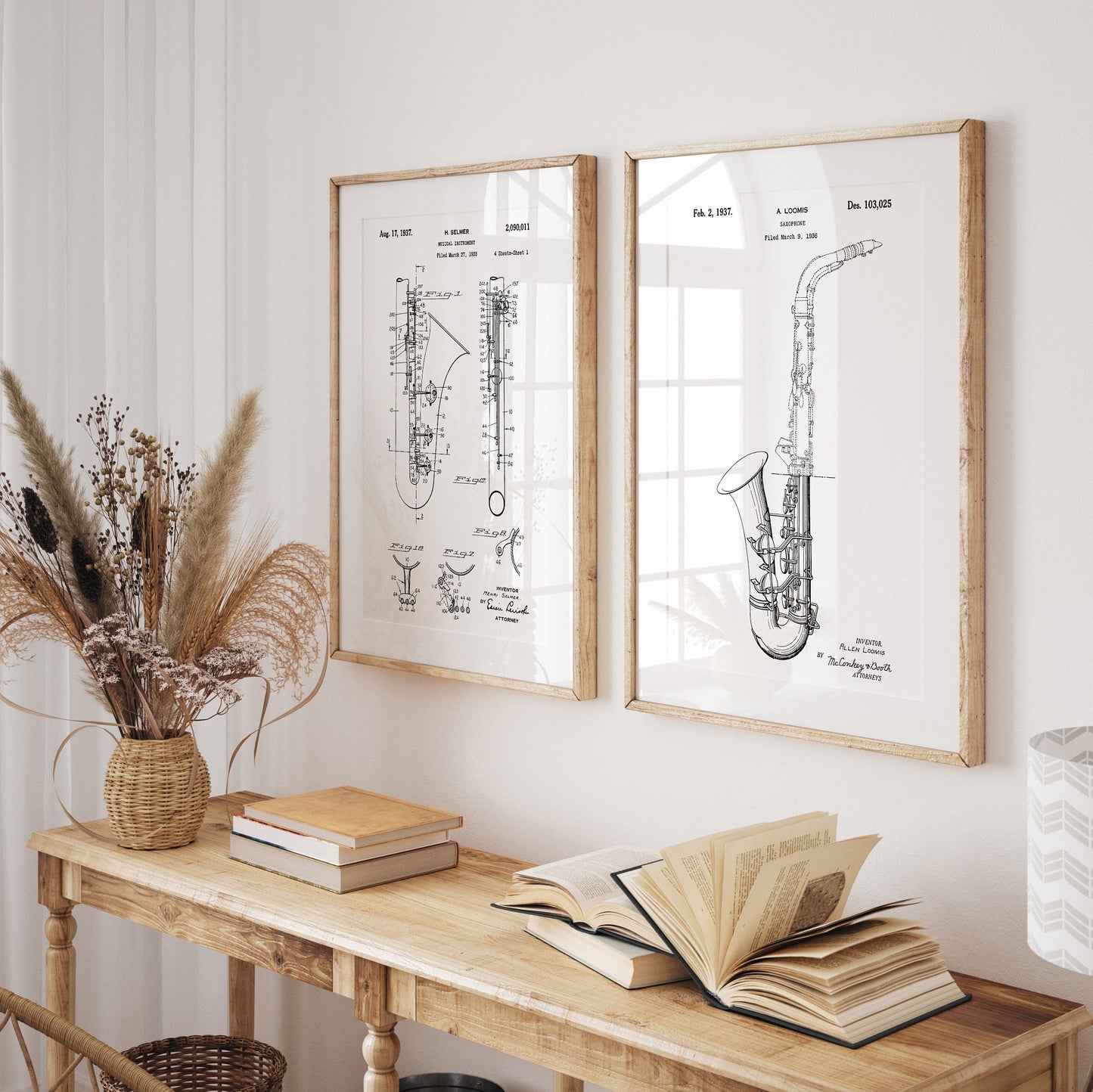 Saxophone Set Of 2 Patent Prints - Magic Posters