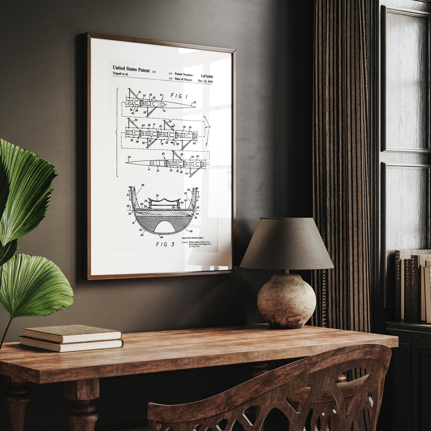 8 Man Rowing Shell 1995 Patent Print - Magic Posters