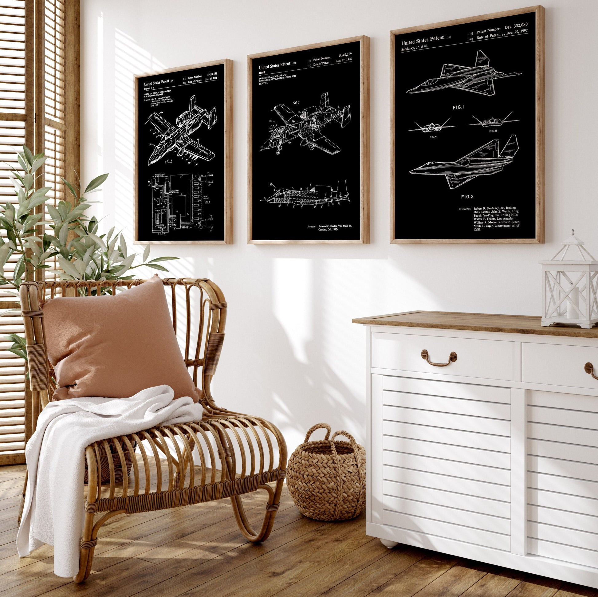 Fighter Plane Aircraft Set Of 3 Patent Prints - Magic Posters