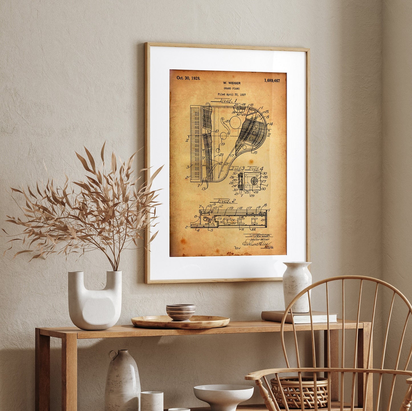 Grand Piano 1928 Patent Print - Magic Posters