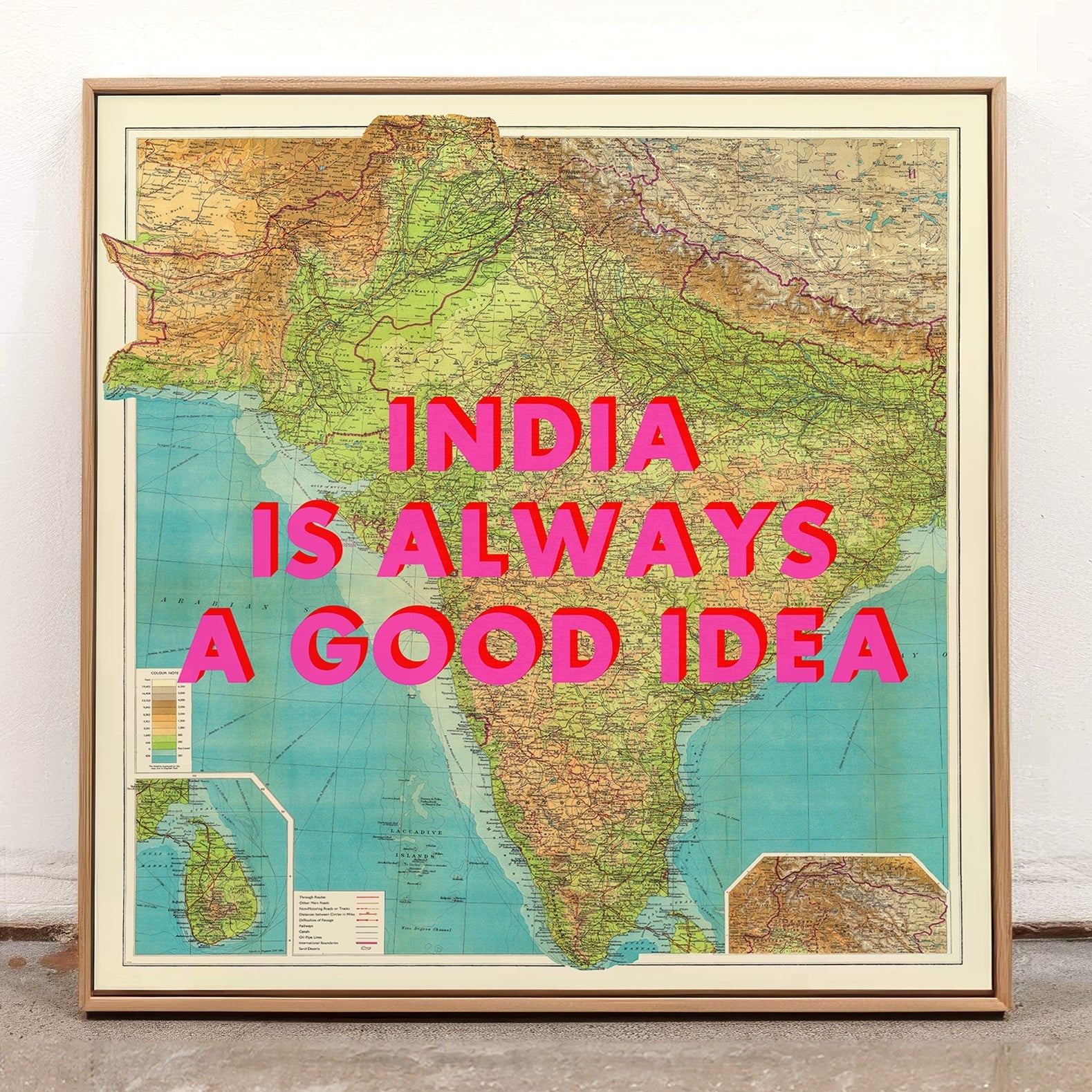 India Retro Pop Art Map Print - Magic Posters