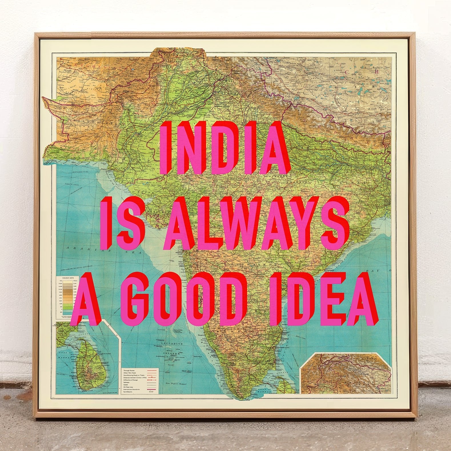 India Retro Pop Art Map Print - Magic Posters