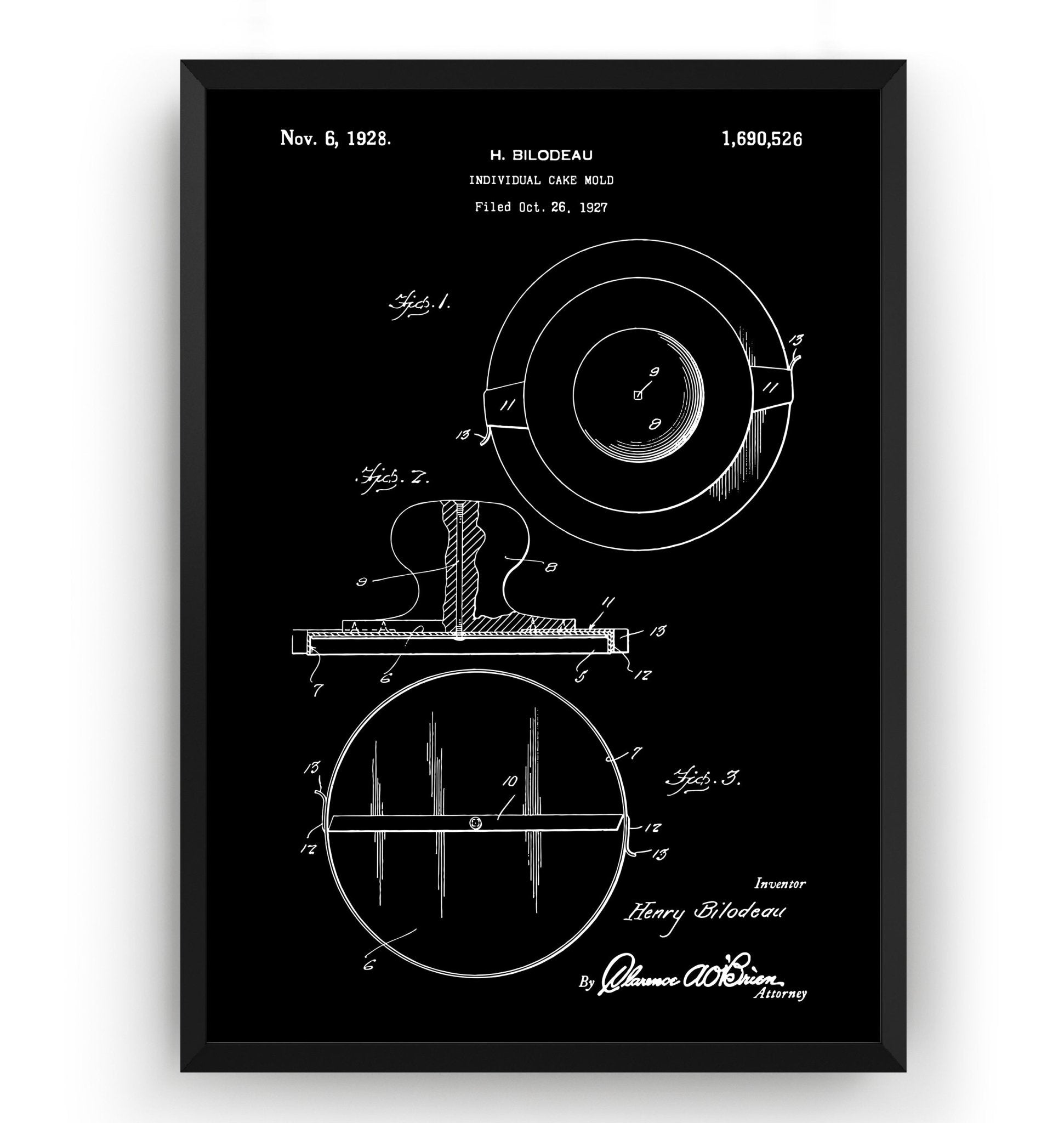 Individual Cake Mould 1927 Patent Print - Magic Posters