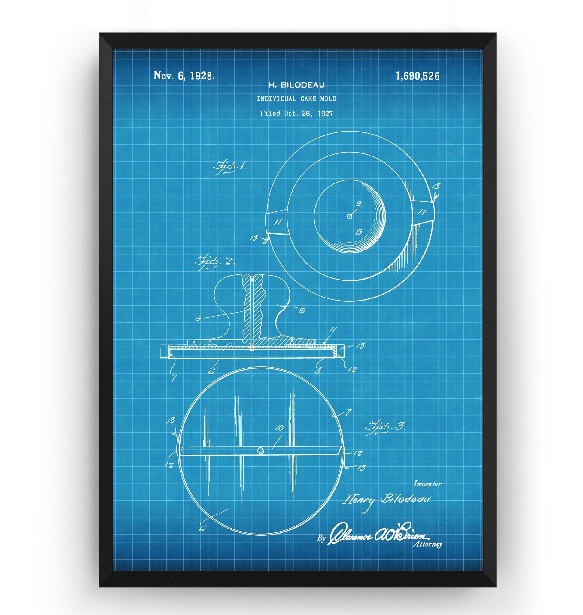 Individual Cake Mould 1927 Patent Print - Magic Posters