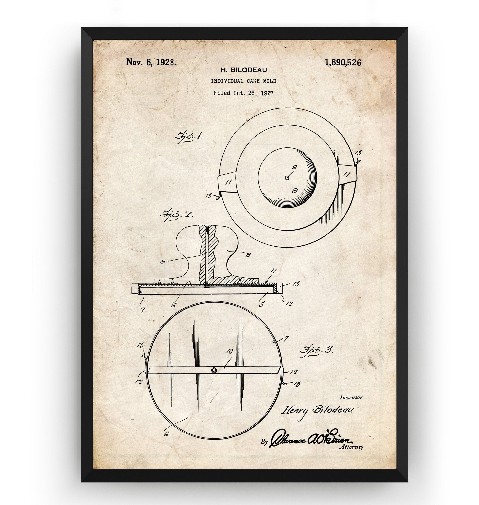 Individual Cake Mould 1927 Patent Print - Magic Posters