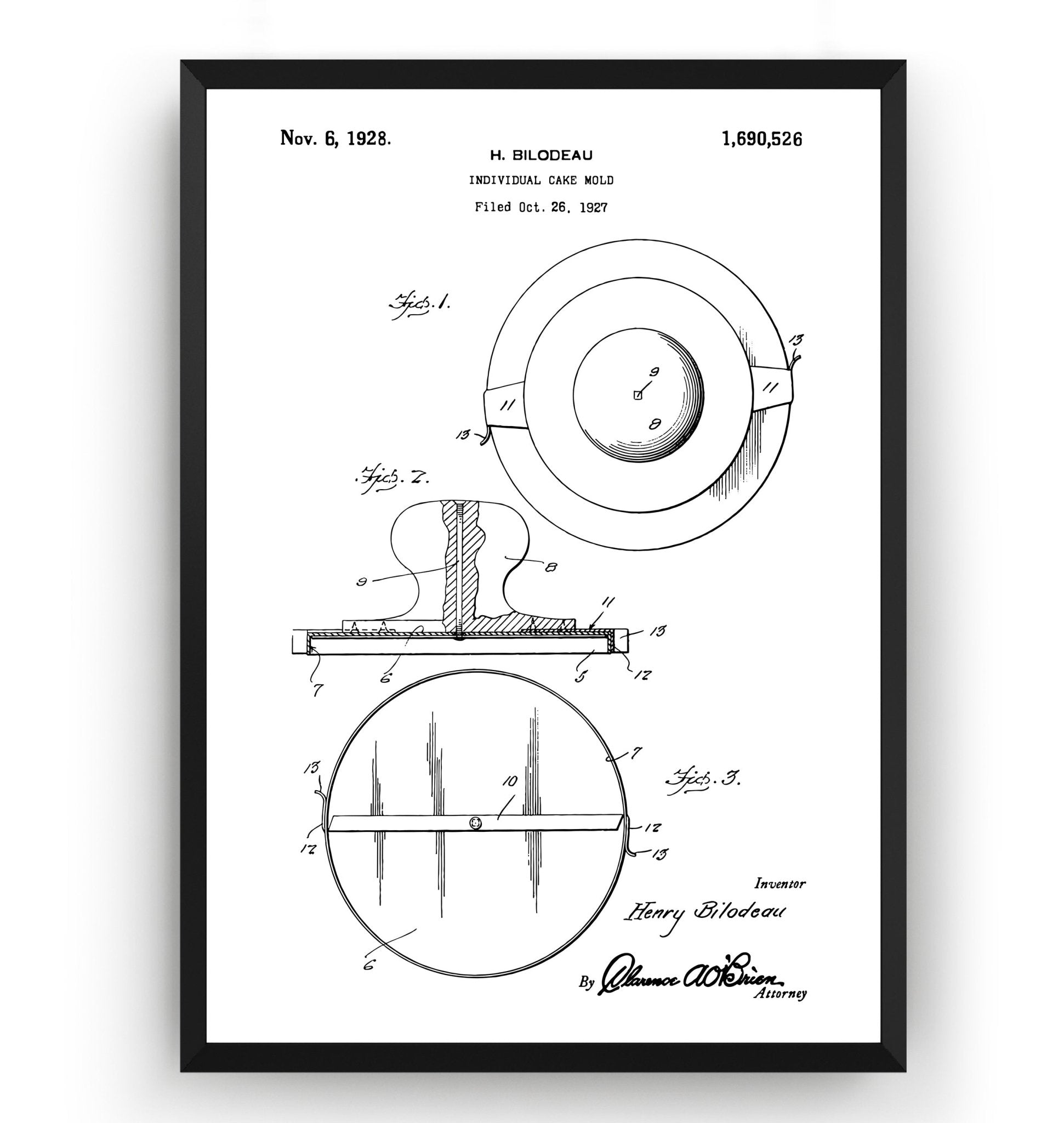 Individual Cake Mould 1927 Patent Print - Magic Posters
