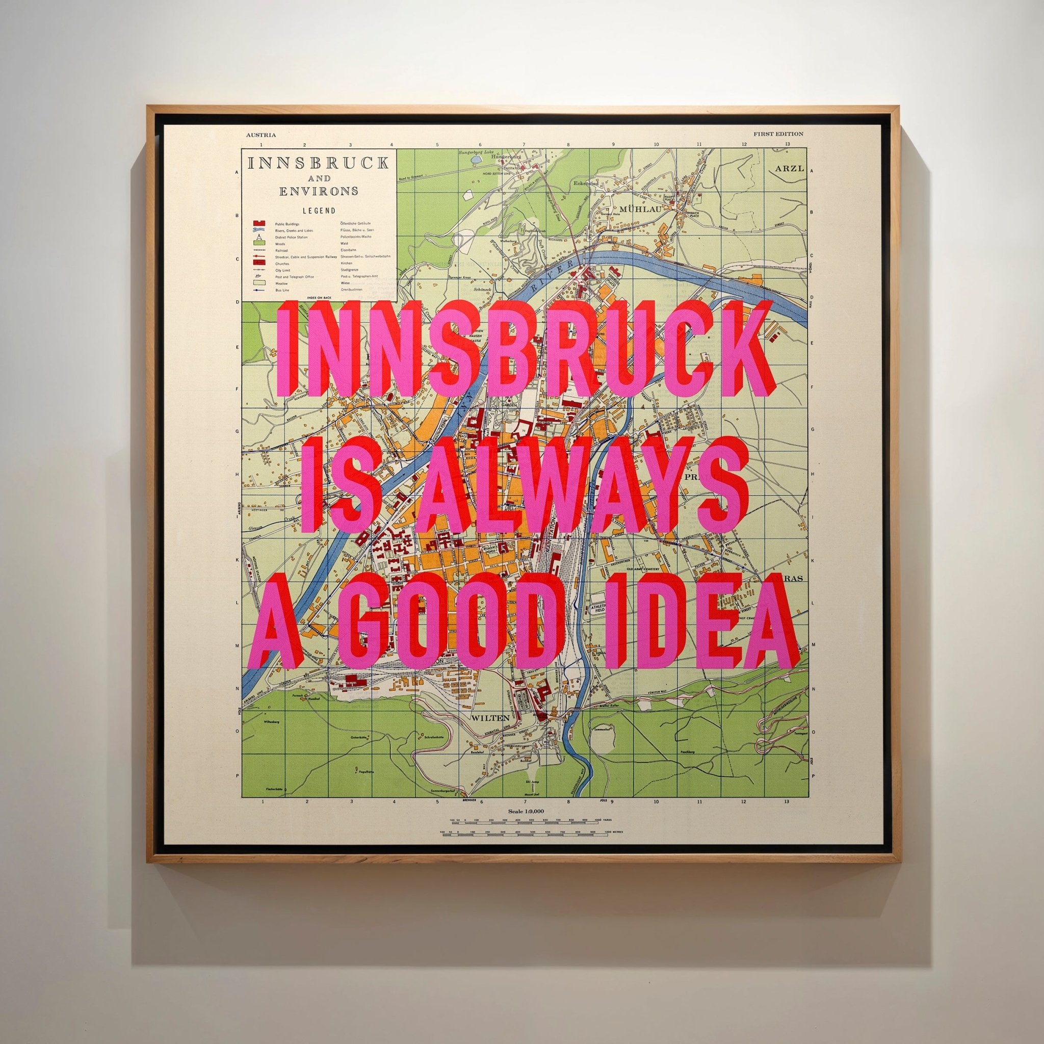 Innsbruck (Austria) Retro Pop Art Map Print - Magic Posters