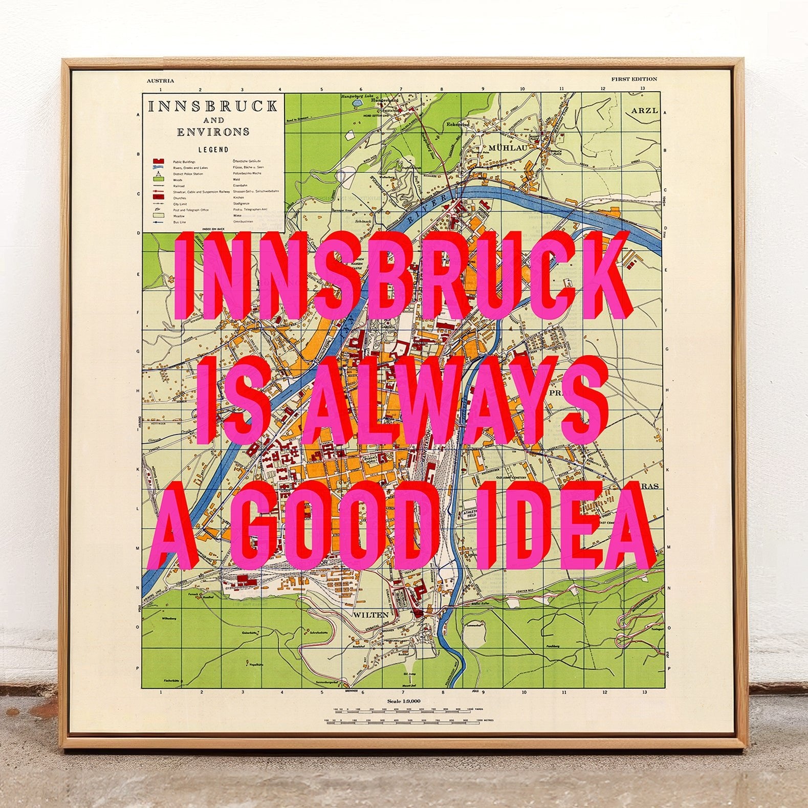 Innsbruck (Austria) Retro Pop Art Map Print - Magic Posters