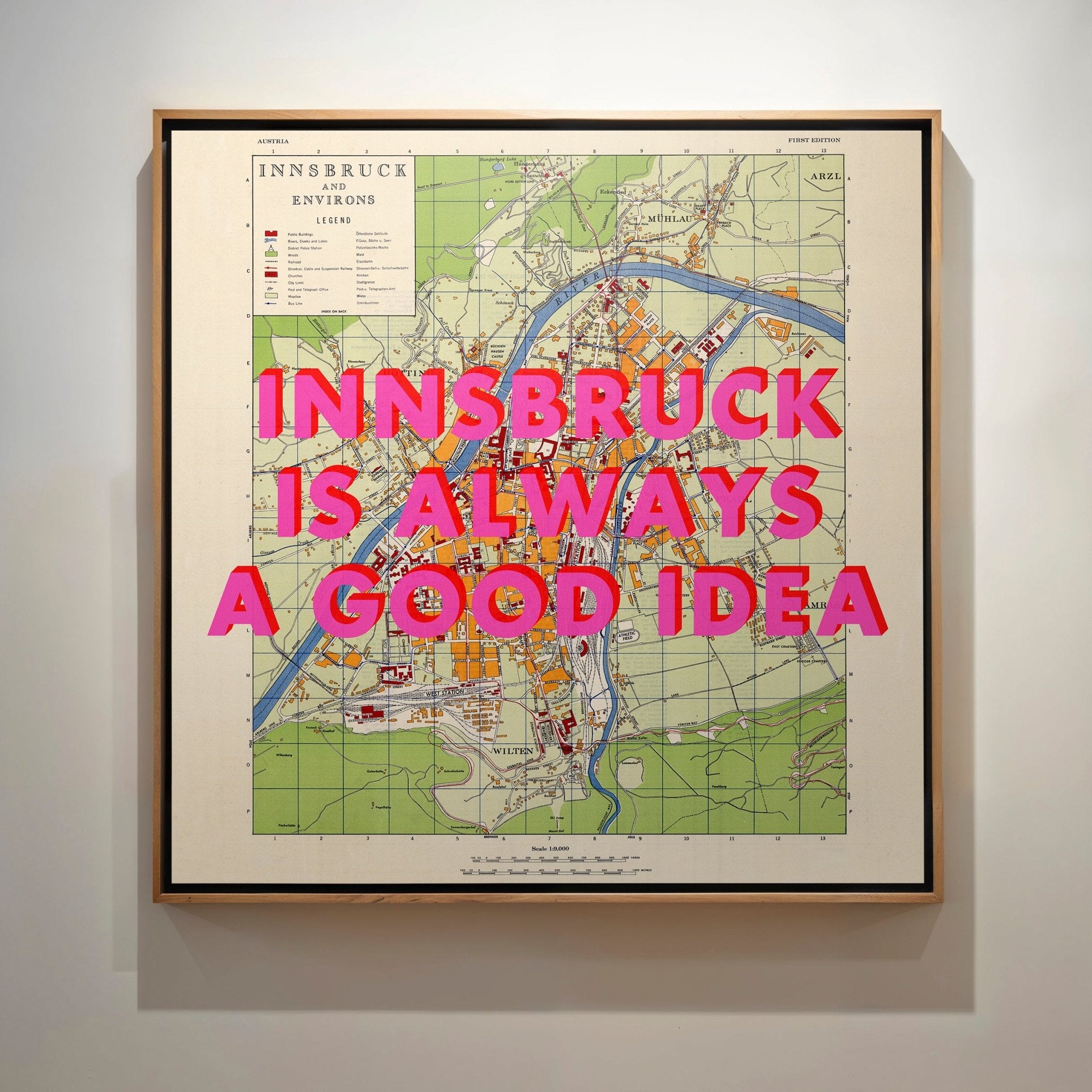 Innsbruck (Austria) Retro Pop Art Map Print - Magic Posters
