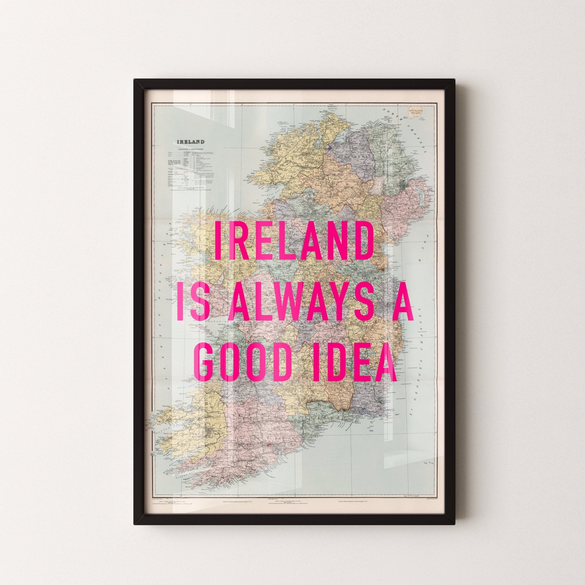 Ireland Retro Pop Art Map Print - Magic Posters