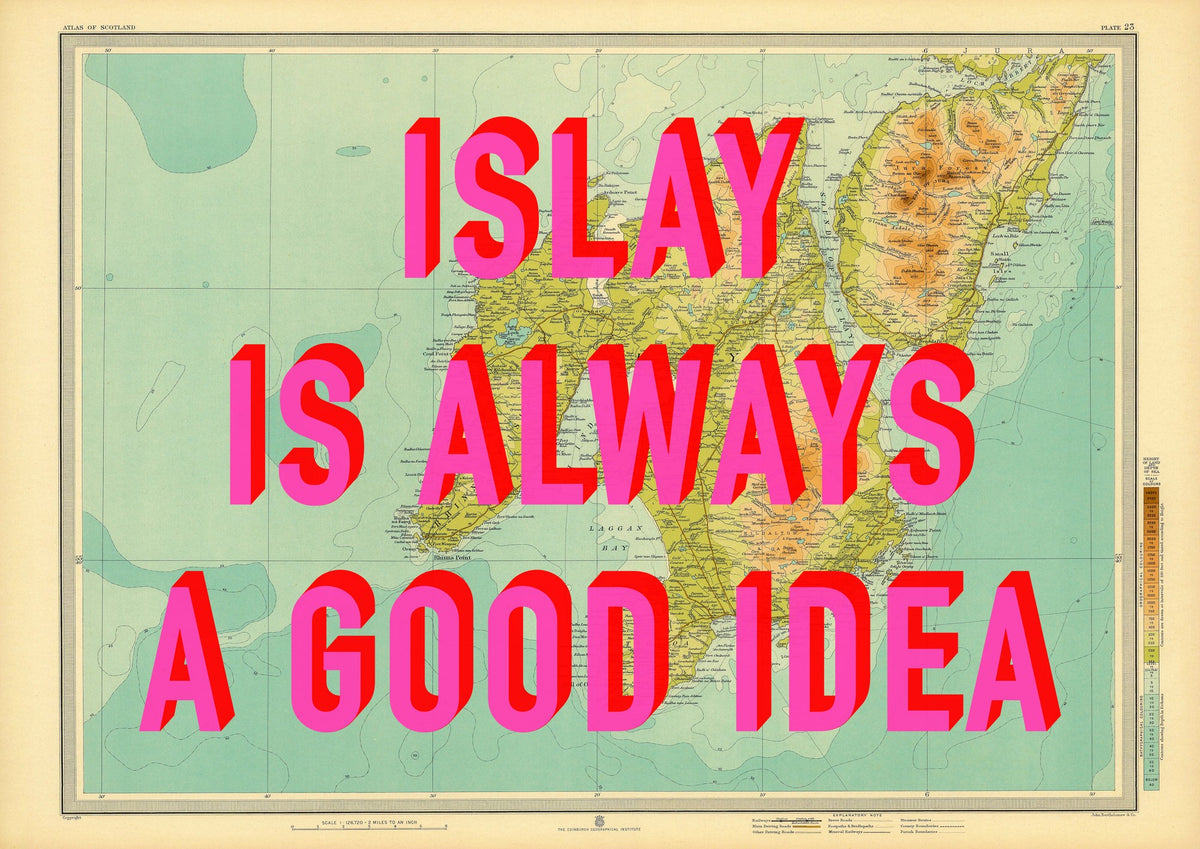 Islay Retro Pop Art Map Print (landscape) - Magic Posters