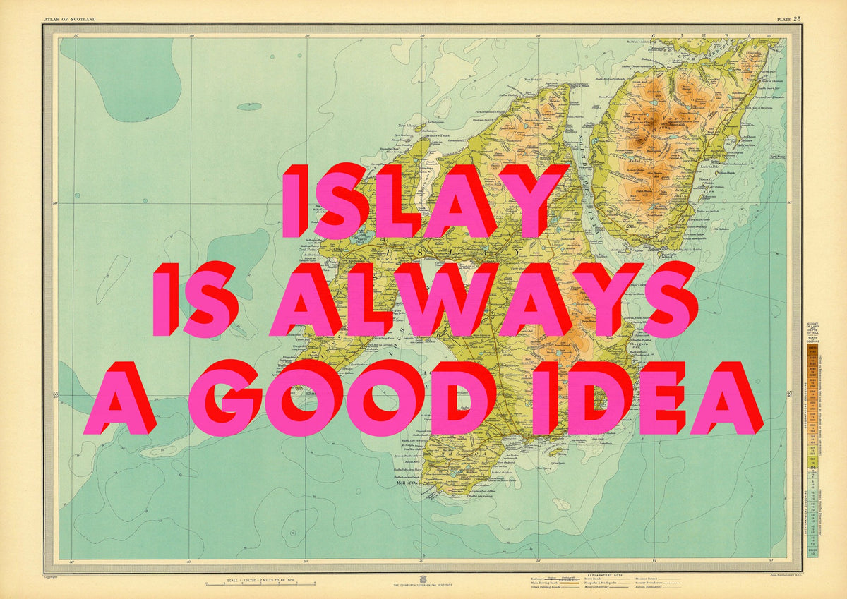 Islay Retro Pop Art Map Print (landscape) - Magic Posters