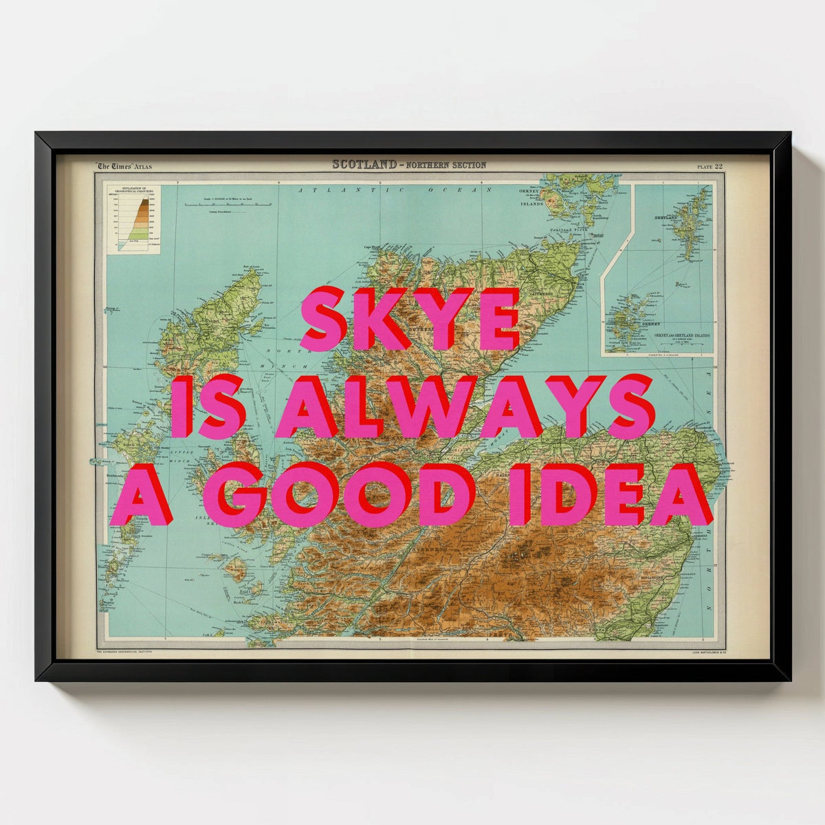 Isle Of Skye Retro Pop Art Map Print - black frame mockup - Magic Posters
