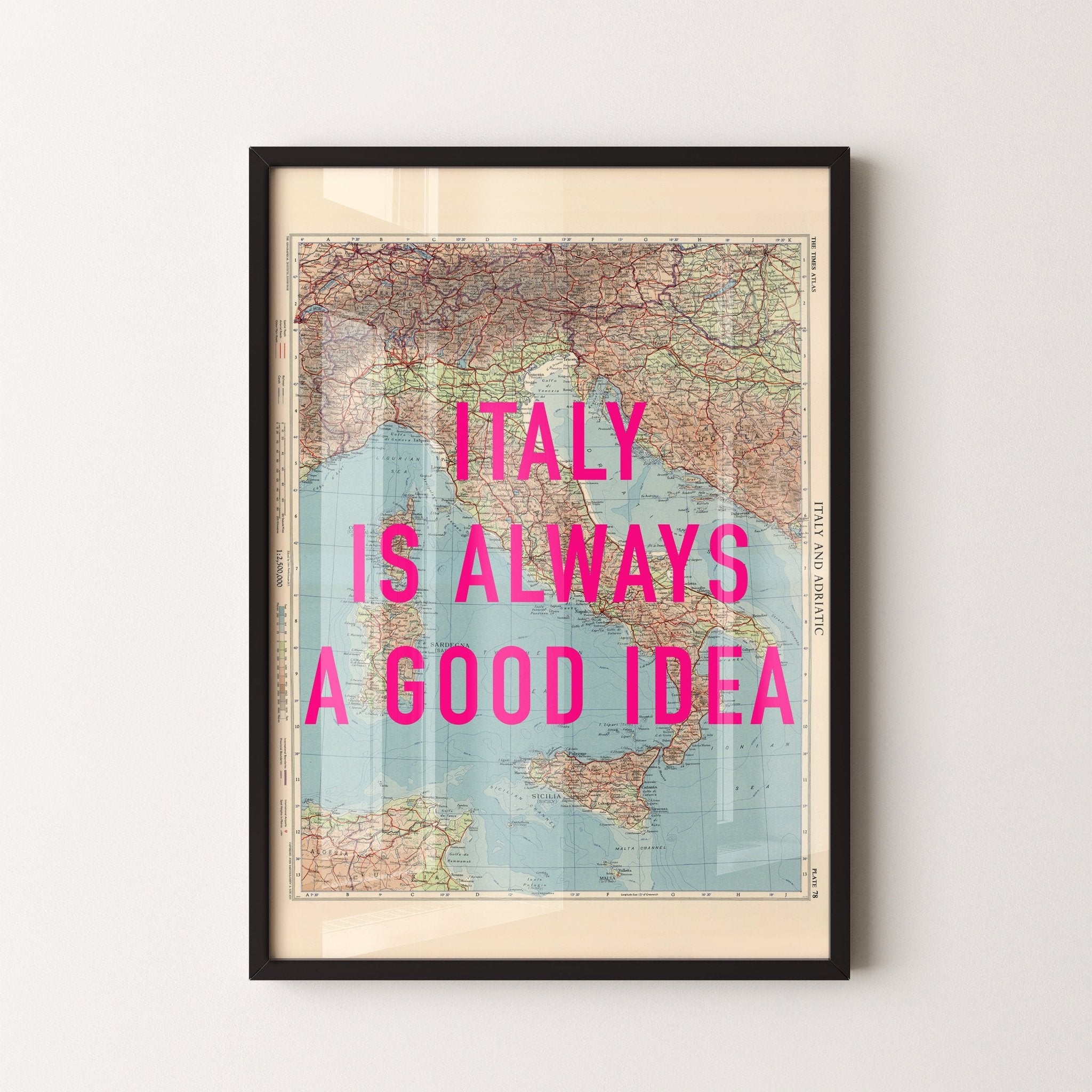 Italy Retro Pop Art Map Print - Magic Posters