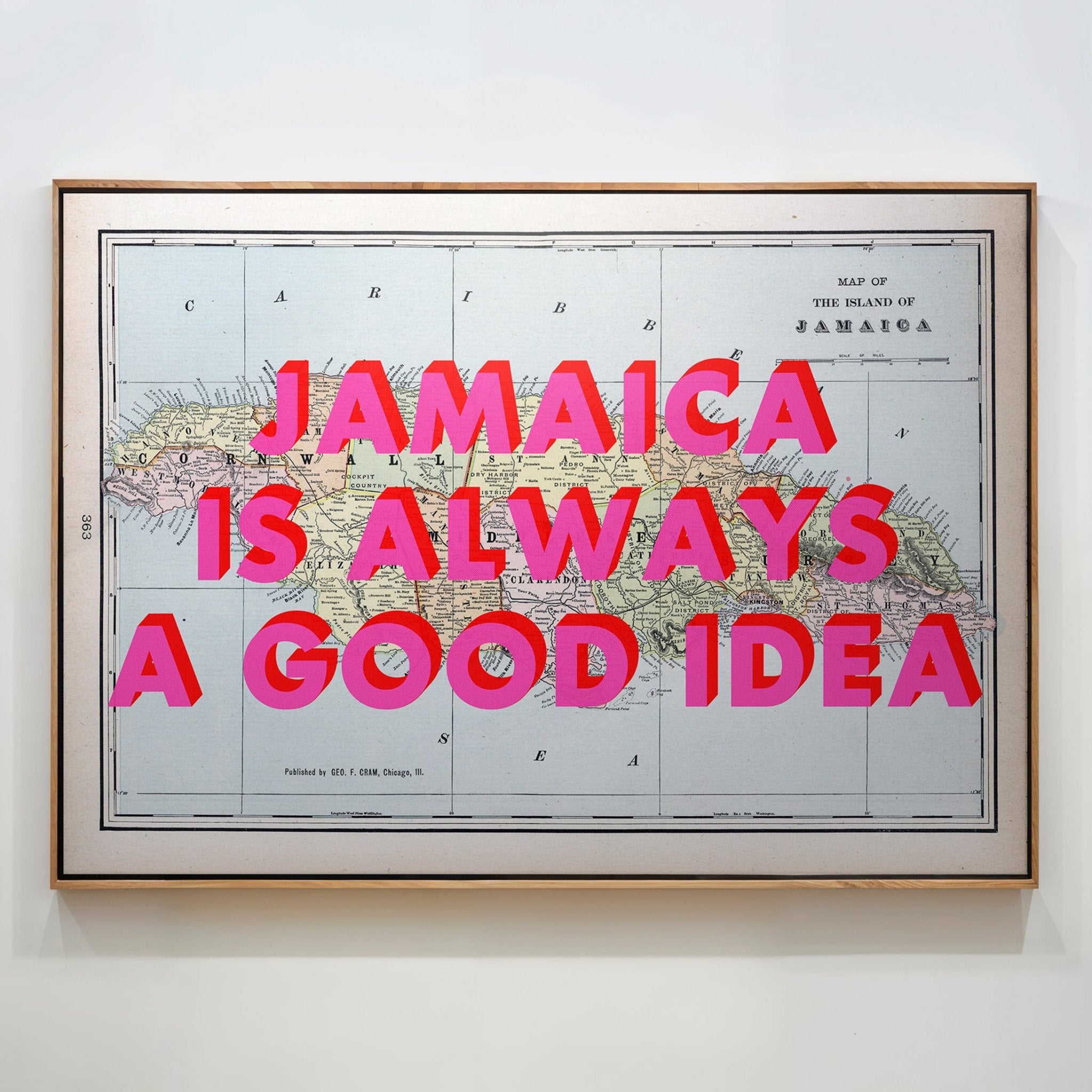 Jamaica Retro Pop Art Map Print (Landscape) - Magic Posters