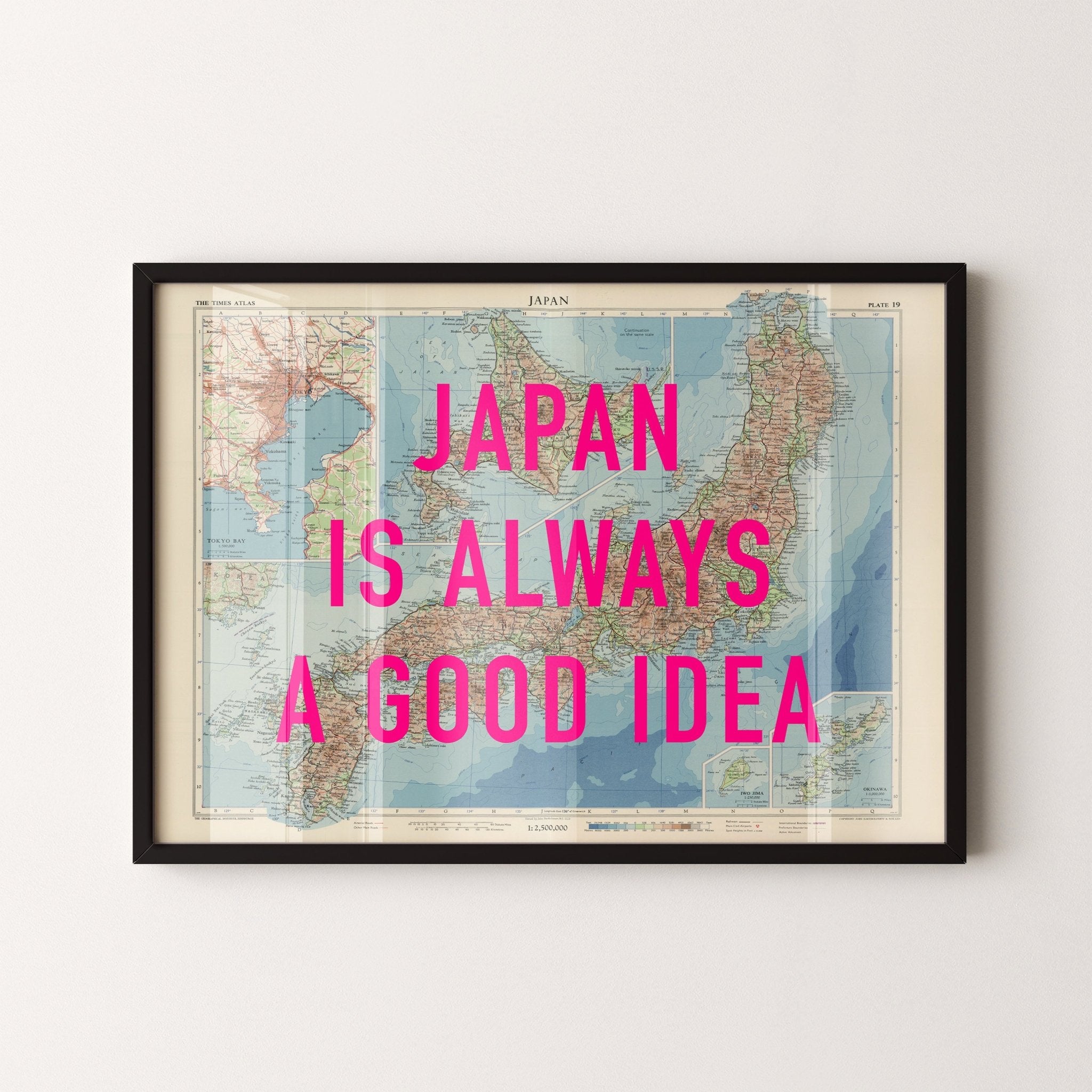 Japan Retro Pop Art Map Print - Magic Posters