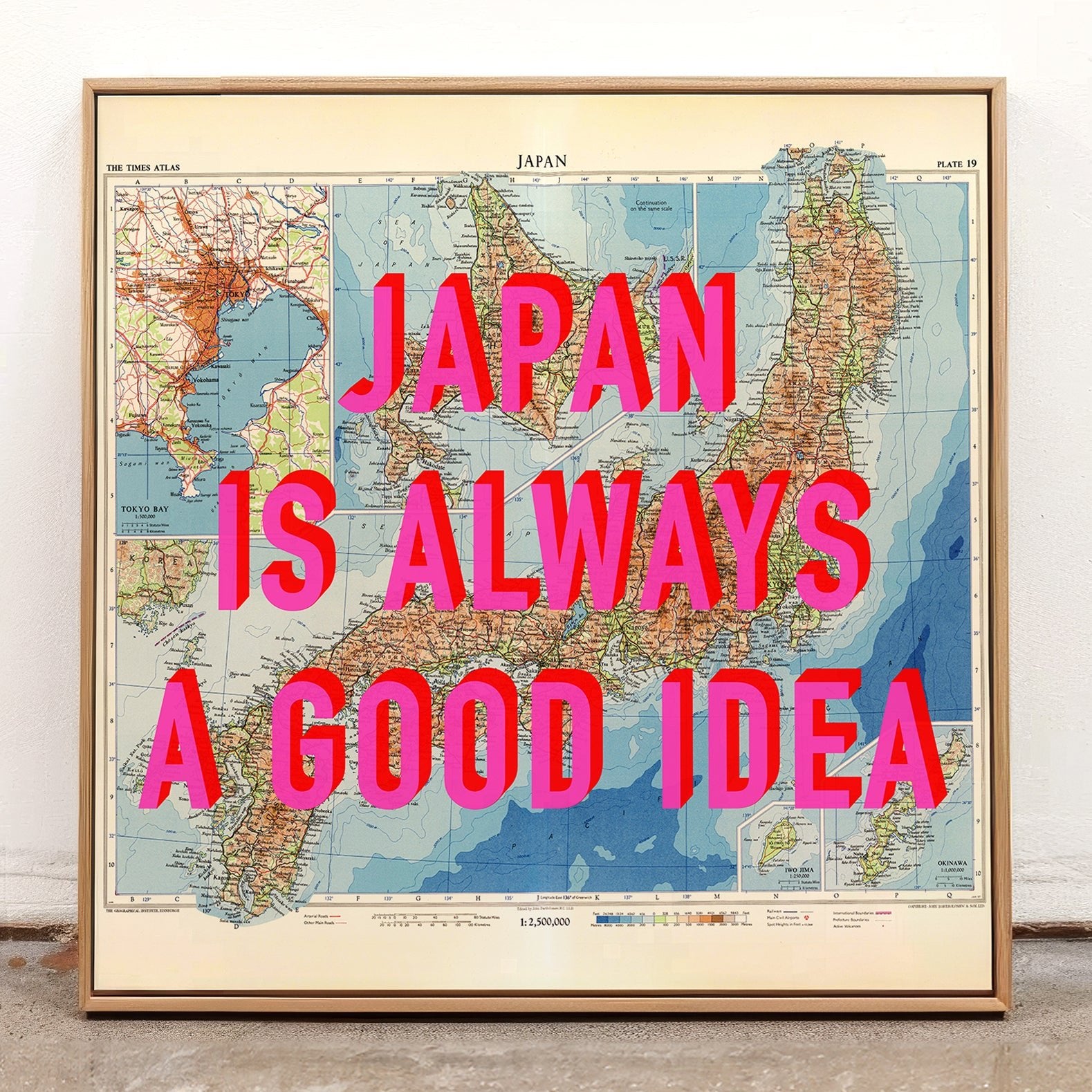 Japan Retro Pop Art Map Print (Square) - Magic Posters