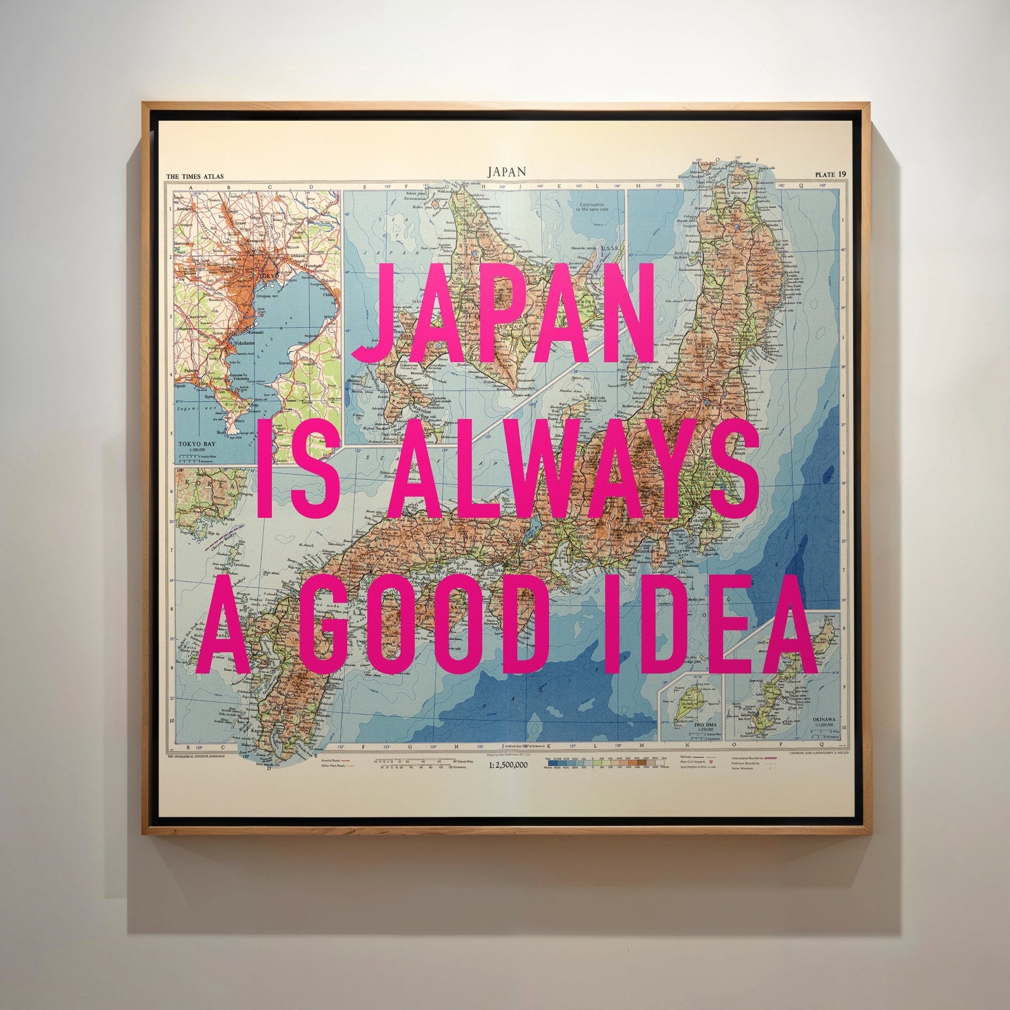 Japan Retro Pop Art Map Print (Square) - Magic Posters