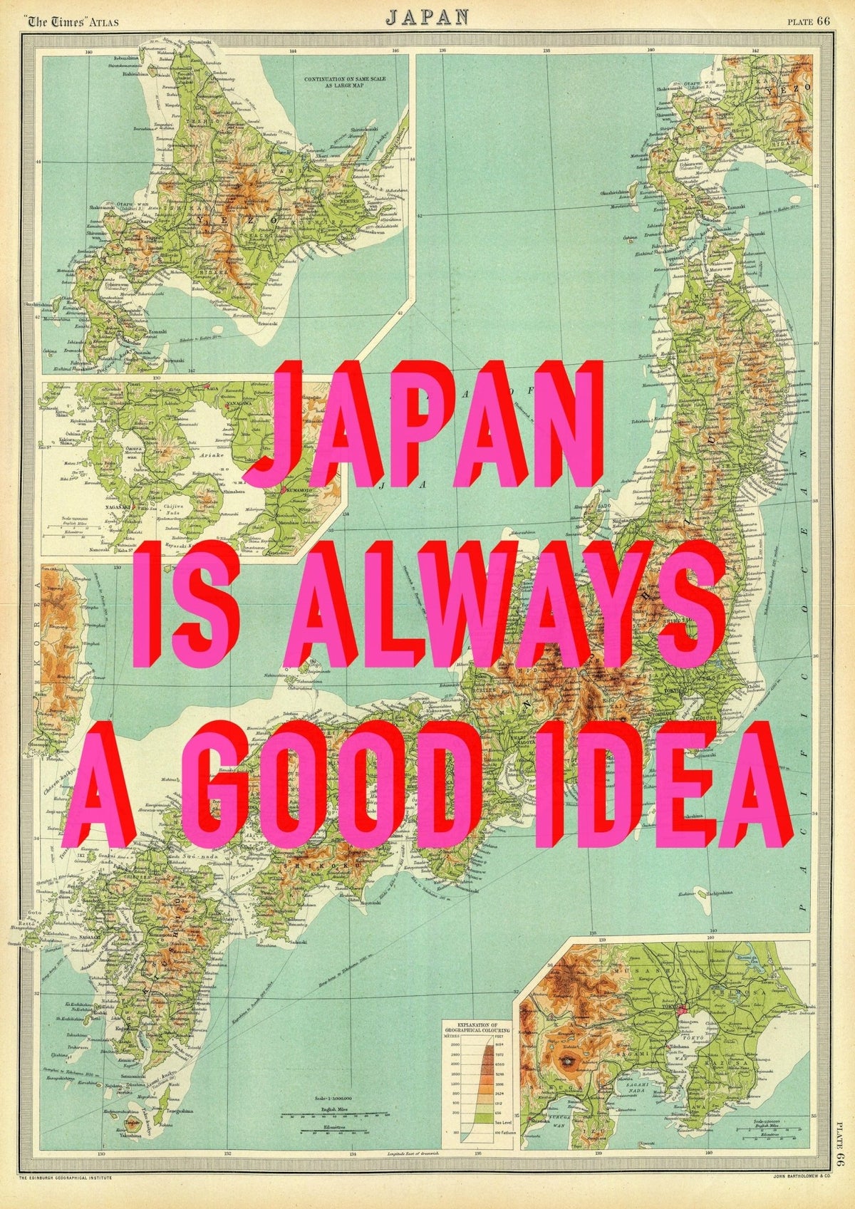 Japan Retro Pop Art Map Print