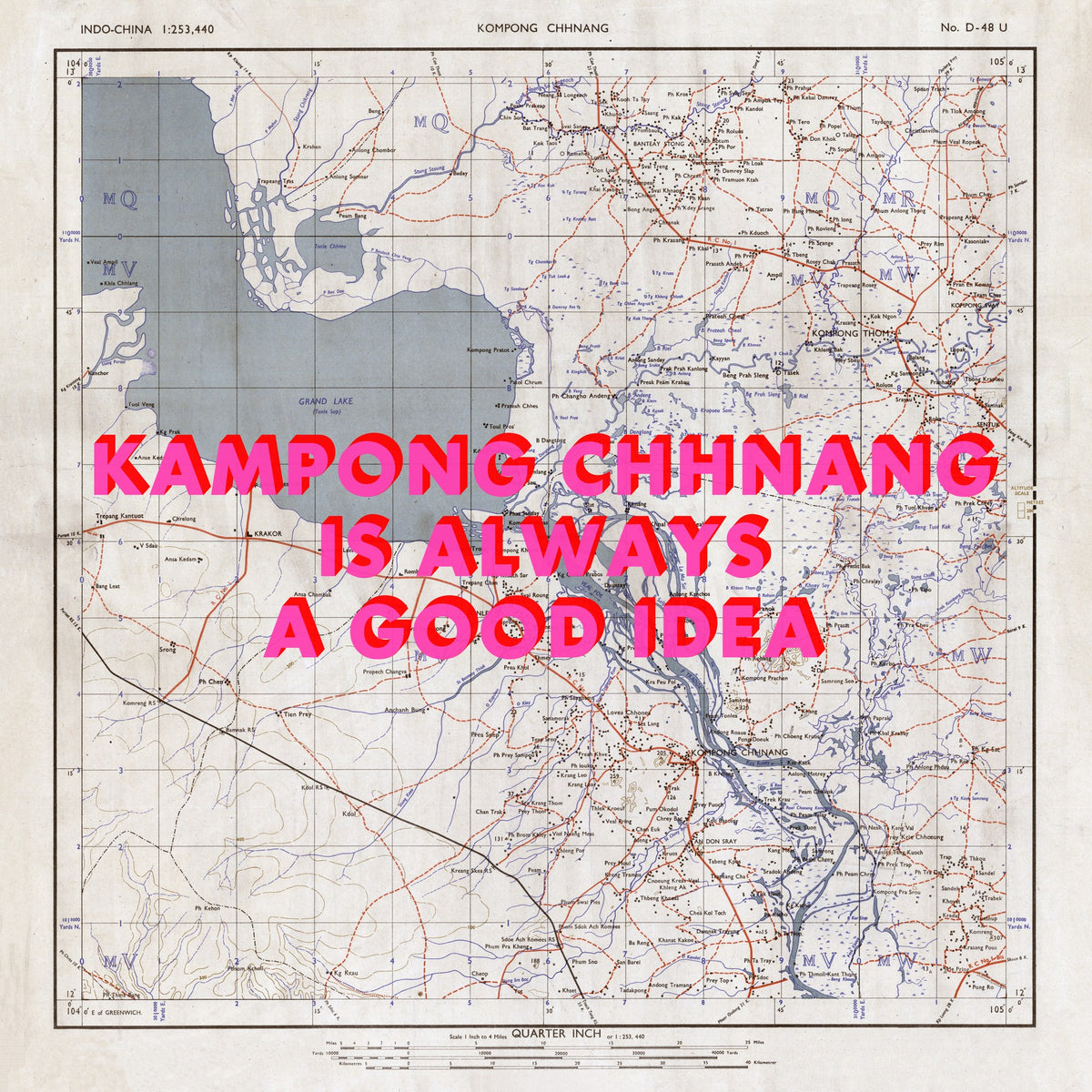 Kampong Chhnang Retro Pop Art Map Print (square) - Magic Posters