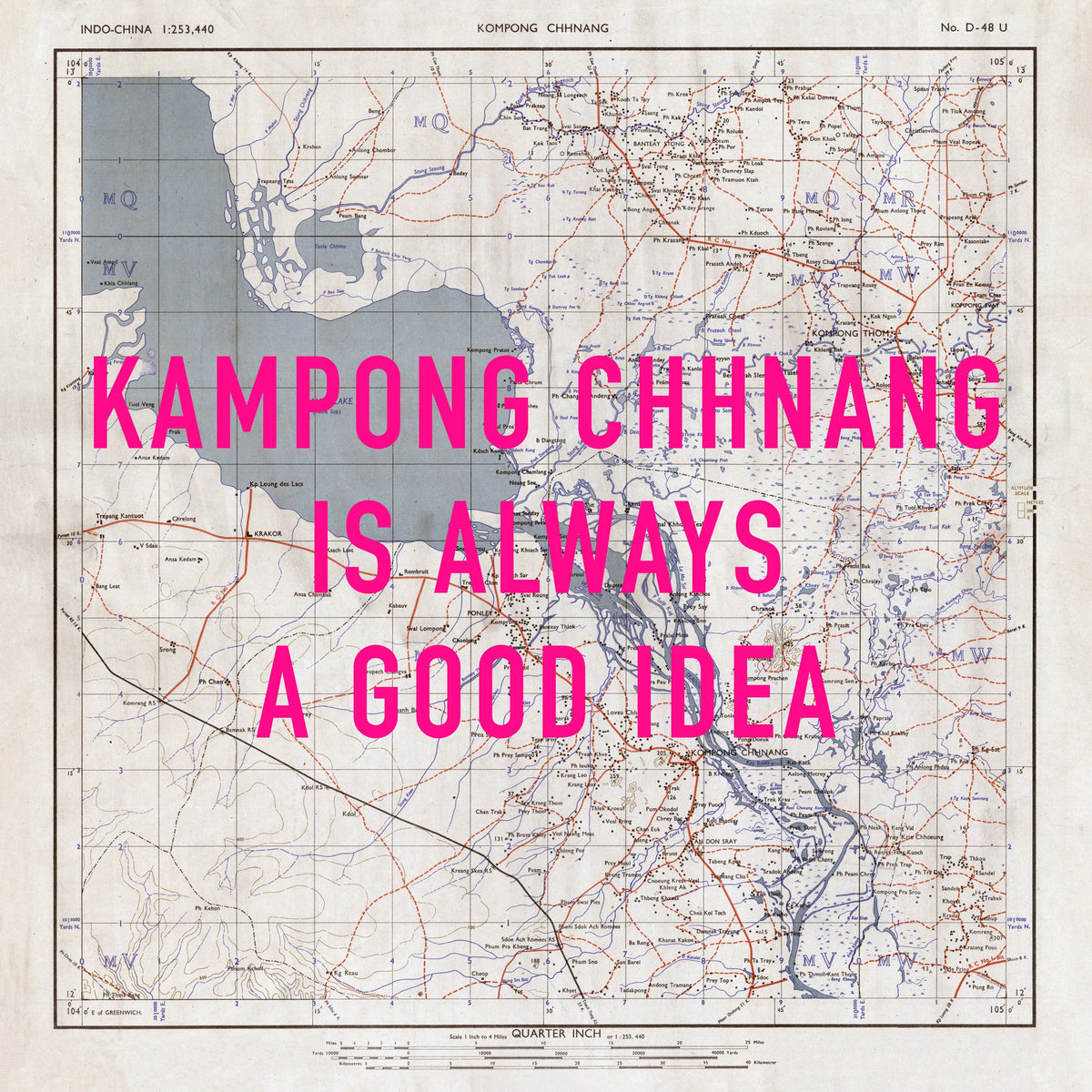 Kampong Chhnang Retro Pop Art Map Print (square) - Magic Posters