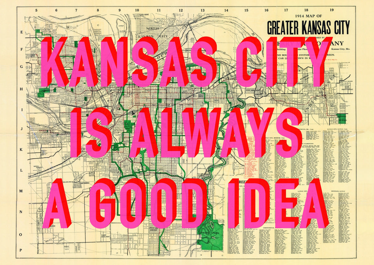 Kansas City Retro Pop Art Map Print (landscape)