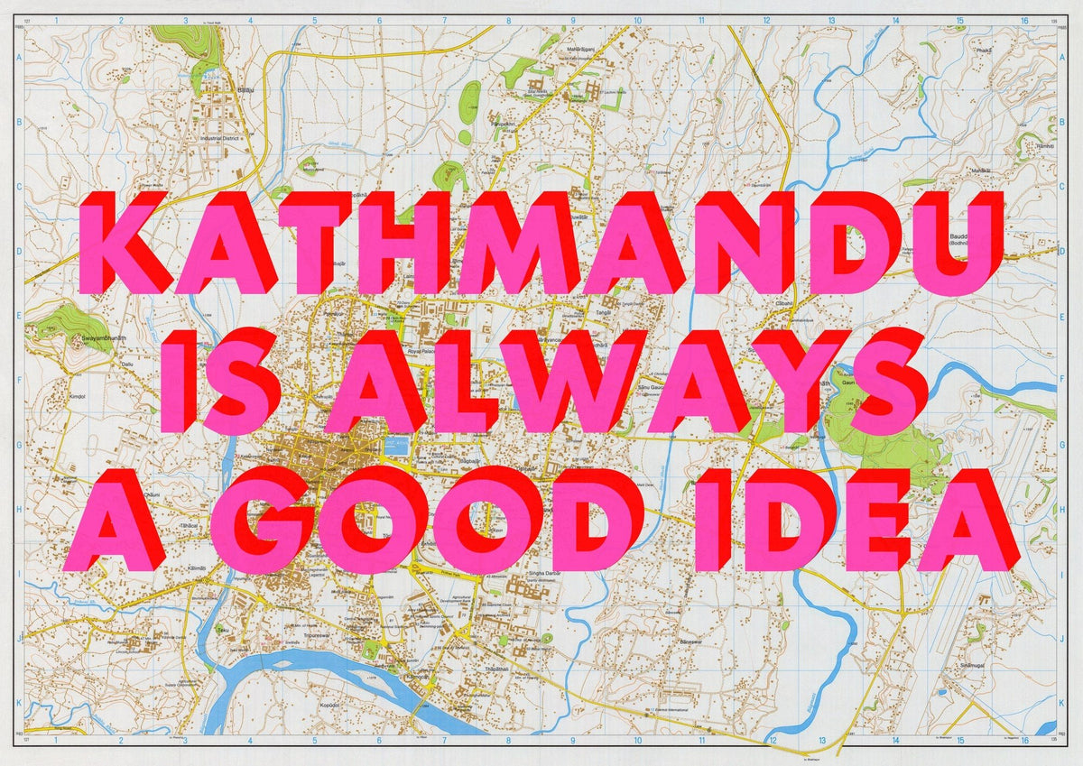 Kathmandu Retro Pop Art Map Print (landscape) - Magic Posters