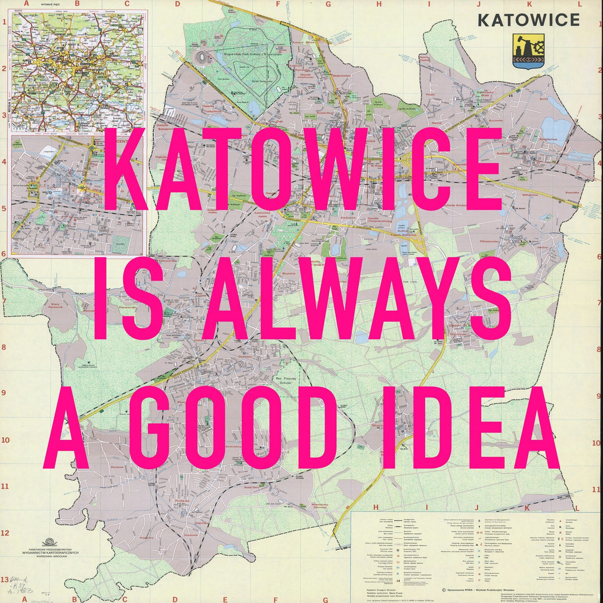 Katowice Retro Pop Art Map Print (square) - Magic Posters
