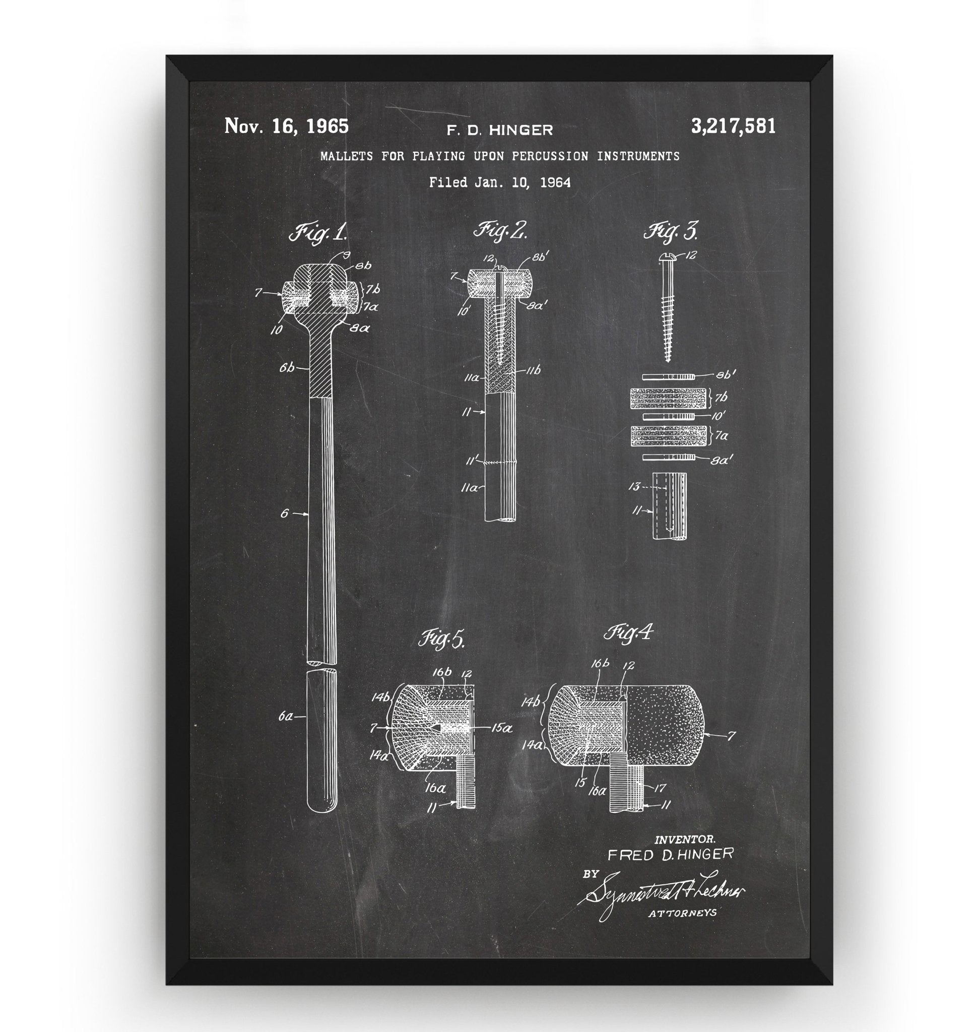Kettledrum Beater Mallets 1965 Patent Print - Magic Posters
