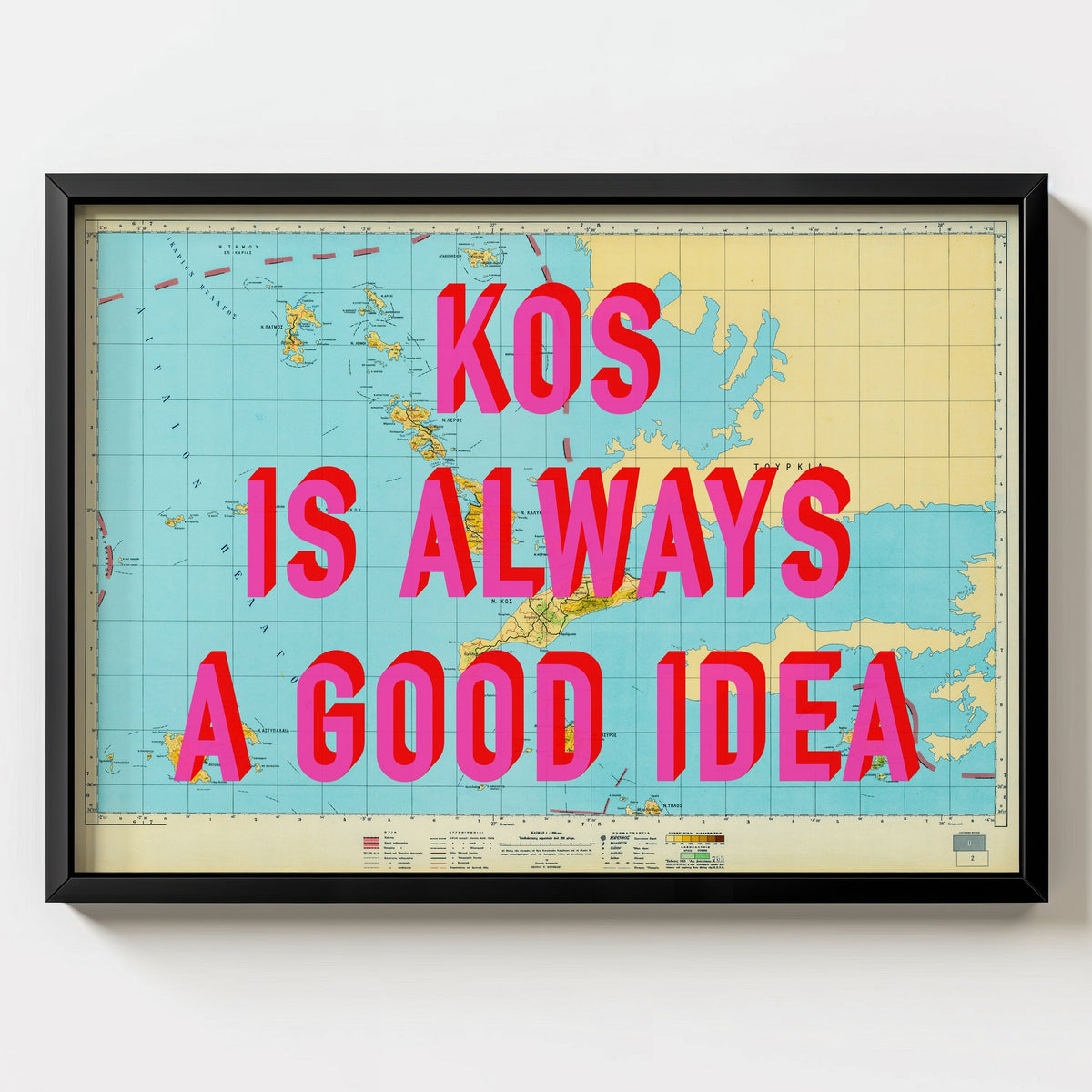 Kos Retro Pop Art Map Print (landscape) - Magic Posters