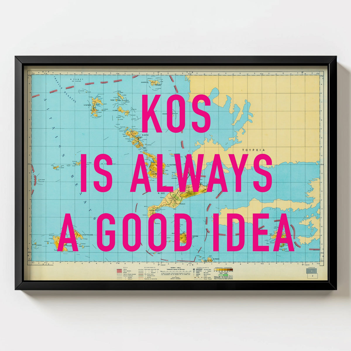 Kos Retro Pop Art Map Print (landscape) - Magic Posters